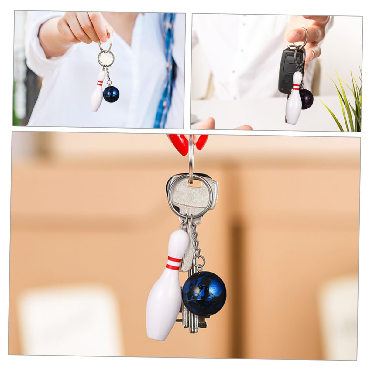 COOLHIYA 8pcs Bowling Keychain Set - Cute Mini Bowling Party Decorations, Sports Themed Keychains for Bowling Enthusiasts - Perfect for Gifts, Party Favors, and Bag Accessories