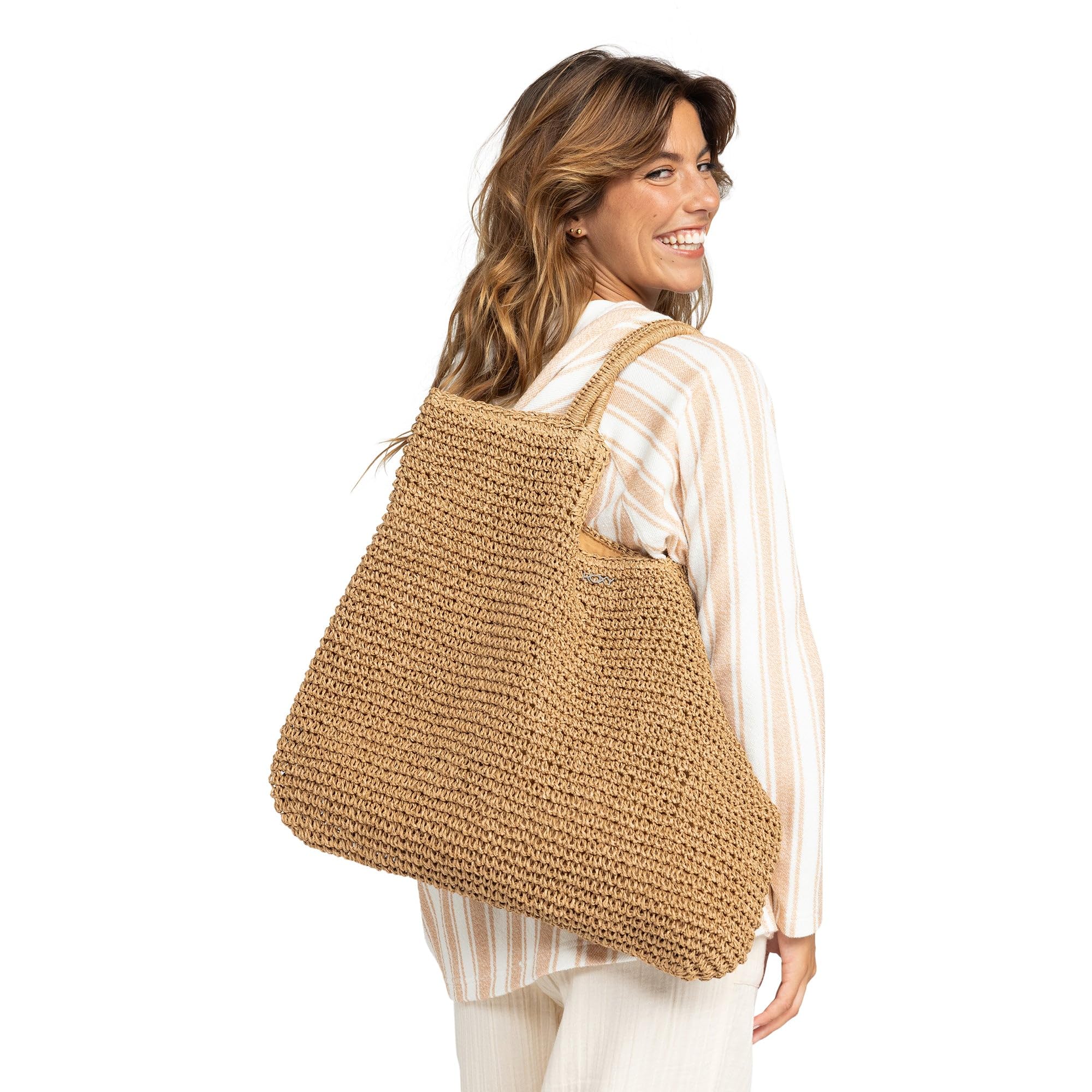 Roxy Women's Straw Beach Tote Bag - Lightweight & Breathable Summer Tote for Travel, Vacation, Pool, Beach Day & Outdoor Activities
