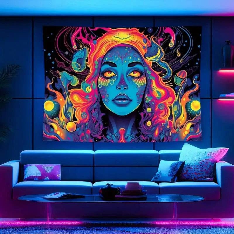 Groovy Blacklight Poster for Room Decor - Psychedelic UV Glow Art for Bedroom, Party & Rave - Perfect for Hippie, 60s & 70s Theme Decorations