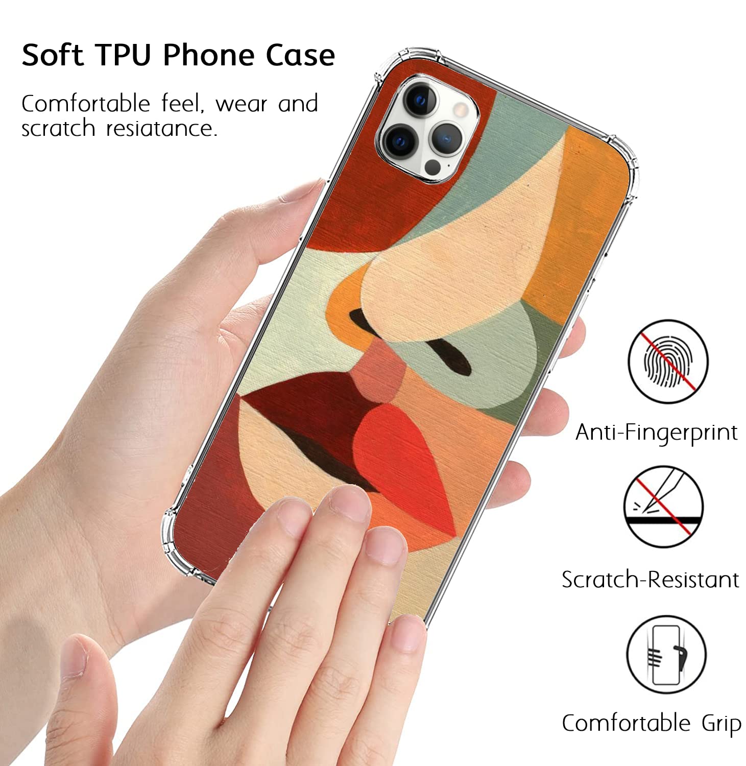 Abstract Art iPhone 12 Pro Max Phone Case - Trendy Aesthetic Kiss Design TPU Bumper Cover for Women & Men - Durable Shockproof Protection for Daily Use, Travel & Gift Giving