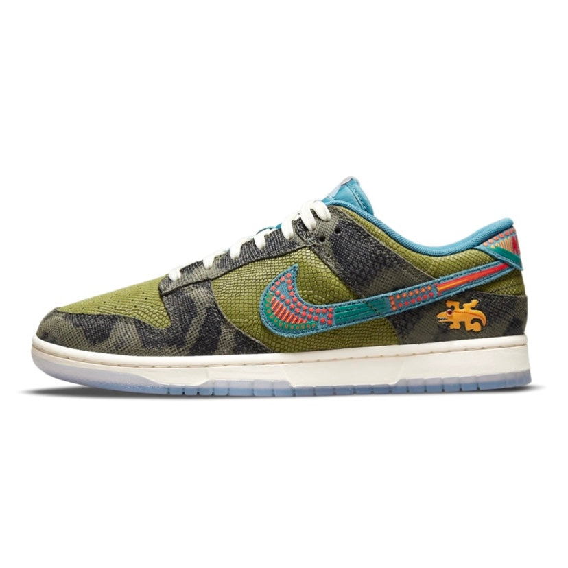 Nike Dunk Low Premium Sneakers for Men & Women - Carbon Green, Rift Blue, Sail Colorway | Comfortable Casual Shoes for Walking, Running & Streetwear Fashion