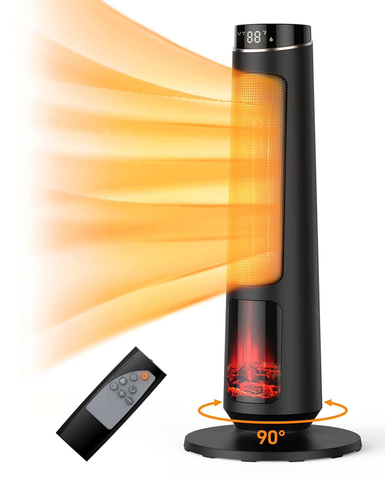 GARVEE 31 Inch 1500W PTC Ceramic Tower Heater with Remote Control - Fast Heating for Large Rooms, Offices & Bedrooms - Energy Efficient Space Heater with Overheat Protection & Timer