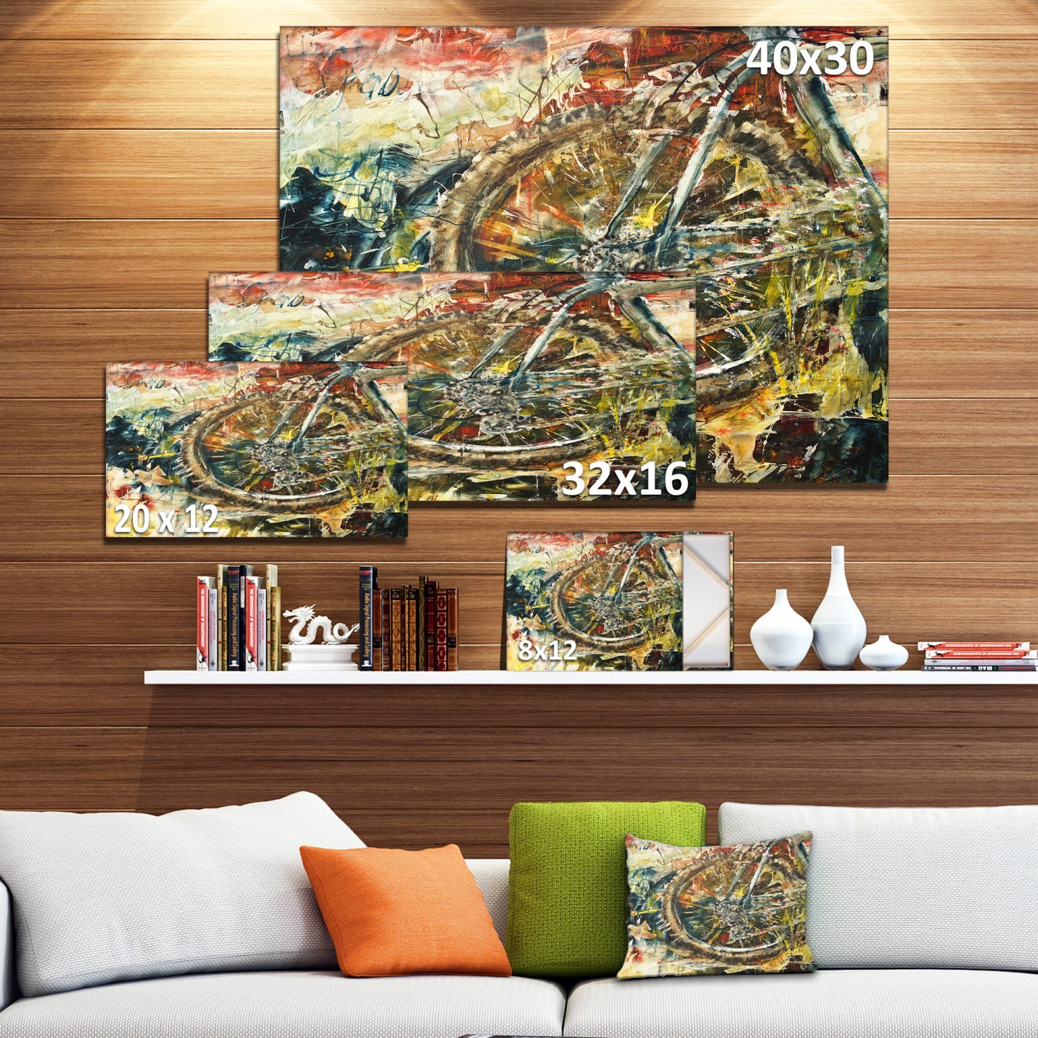 Abstract Mountain Bike Oil Painting Canvas Art - Modern Wall Decor for Living Room, Bedroom & Office