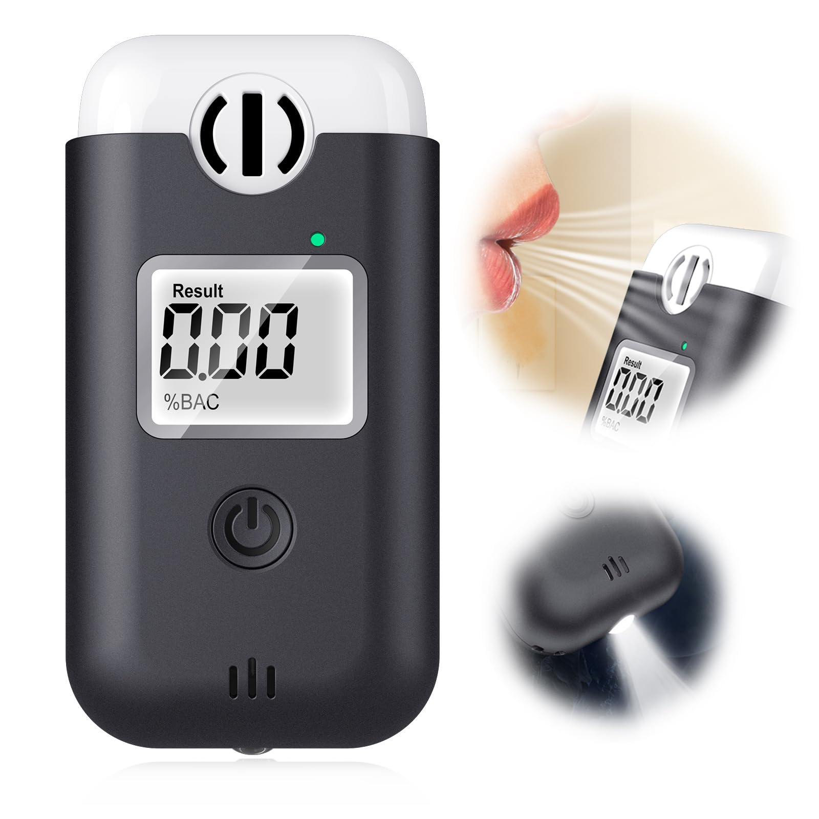 Professional Breathalyzer for Personal Use – High Accuracy Portable Alcohol Tester, Direct Blow Technology, No Need to Change Mouthpieces, Digital Blue LCD with Backlight – Perfect for Parties, Family Gatherings & Workplace Safety