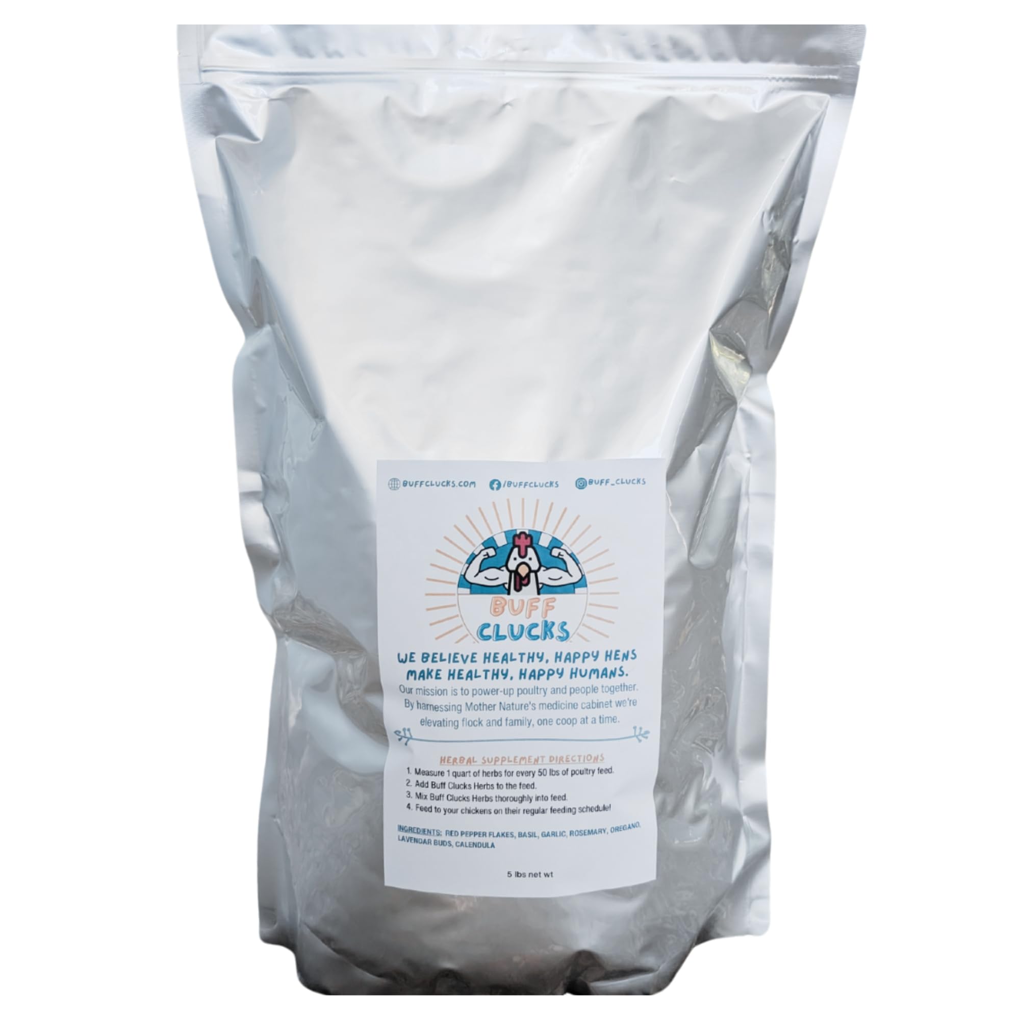 Natural Herb Supplement for Backyard Chickens - Organic Poultry Feed Botanical Mix, Plant-Based Chicken Treats for Daily Wellness, Feather Quality & Egg Production | USA Made (5 LB) | Perfect for Coop Snacks, Chicken Health Boost & Organic Egg Laying Support