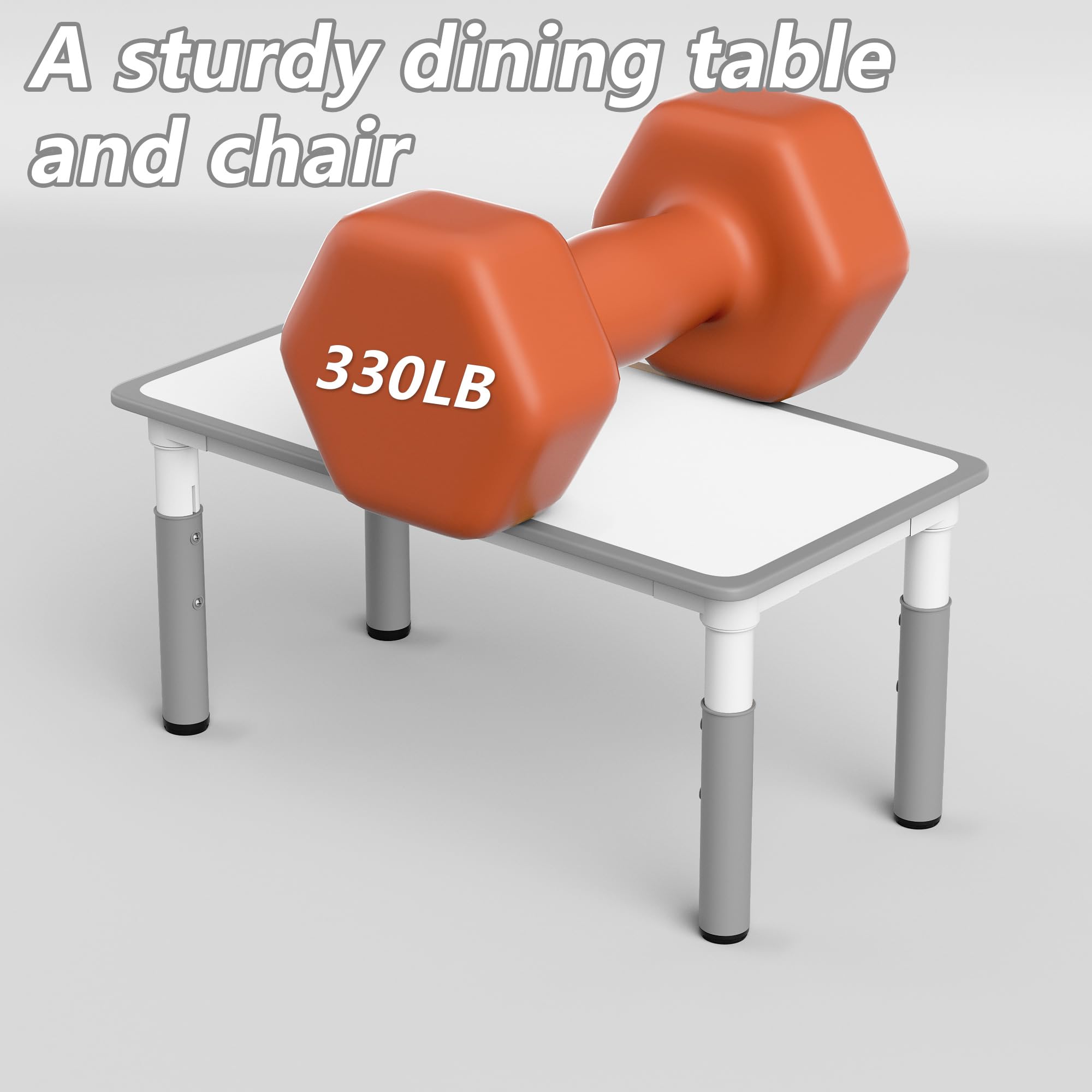 Adjustable Kids Table and Chair Set for Toddlers 2+ Years - 4-Seat Doodle Tabletop, 330 lb Capacity - Perfect for Playroom, Classroom, and Home Learning Activities