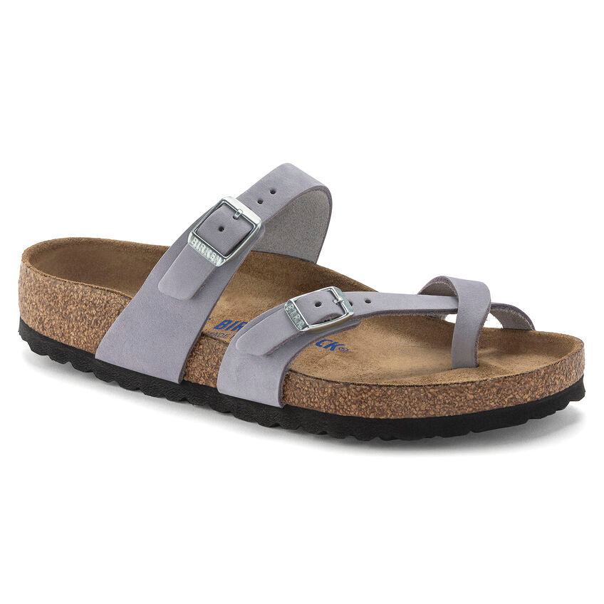 Birkenstock Women's Mayari Soft Footbed Sandals - Purple Fog Nubuck Leather | Comfortable Casual & Summer Shoes for Walking, Travel & Beach