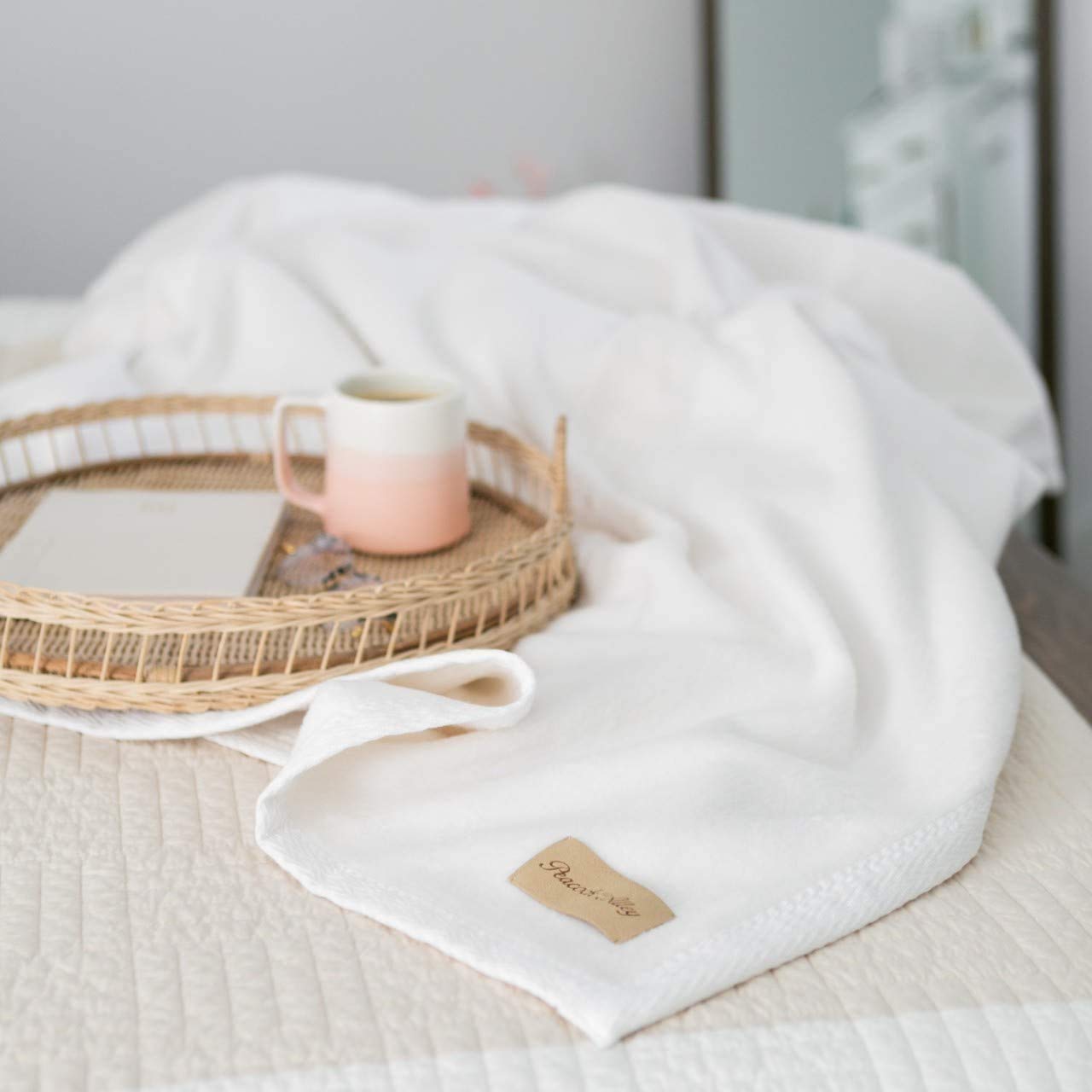 Peacock Alley All Seasons Luxury 100% Long Staple Cotton Blanket - Soft Breathable King/California King Size for Bed, Sofa & Nursery - Perfect for Cozy Nights, Baby Swaddling & Home Decor - White