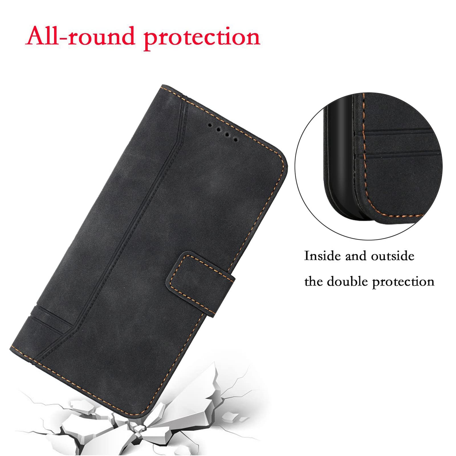 Premium PU Leather Magnetic Flip Wallet Case for Moto G Stylus 2021 - Built-in Kickstand & Card Slots | Full Protection Cover for Motorola G Stylus 2021 (Black) | Perfect for Work, Travel & Daily Use