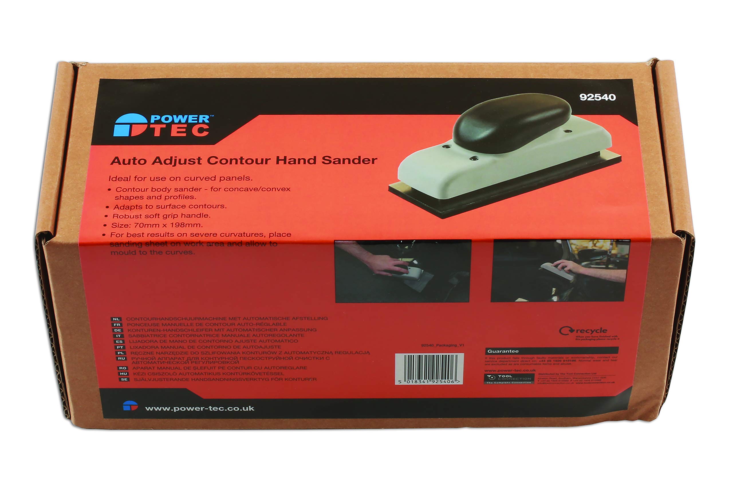PowerTec 92540 Auto-Adjusting Contour Hand Sander - Ergonomic Grip for Smooth Sanding | Perfect for Woodworking, Furniture Refinishing & DIY Home Projects
