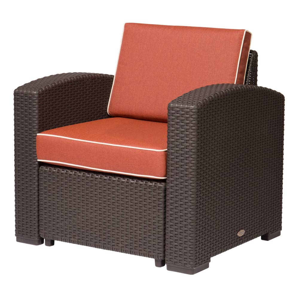 Strata Furniture Cielo Traditional Polypropylene Patio Chair - Brown/Red Outdoor Dining Set for Garden, Poolside & Backyard Relaxation