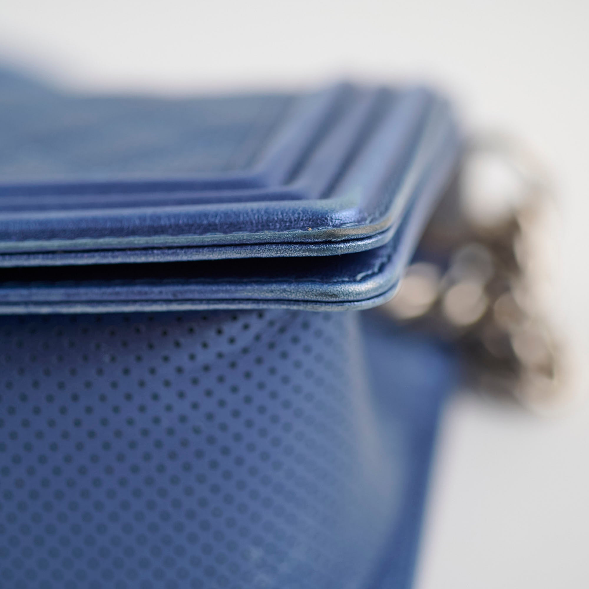 Chanel Old Medium Boy Bag in Metallic Blue - Luxury Crossbody Handbag for Women, Perfect for Evening Events & Date Nights