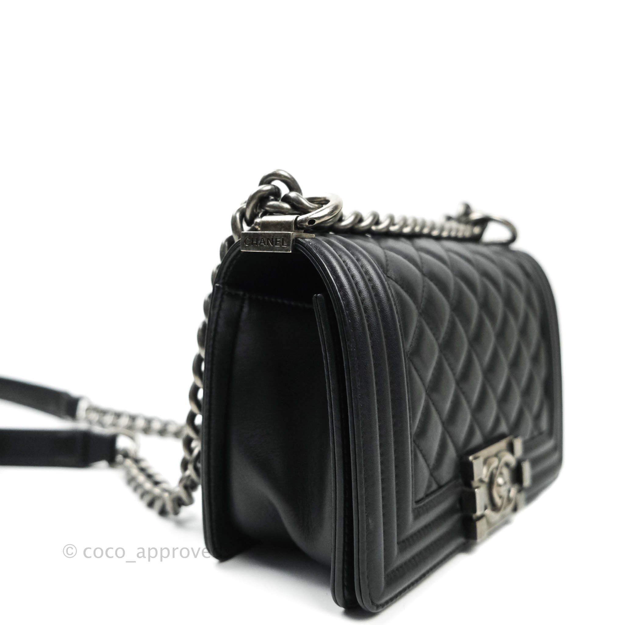 Chanel Boy Small Handbag Black Calfskin Leather Ruthenium Hardware - Luxury Crossbody Bag for Women, Perfect for Evening Parties & Date Nights