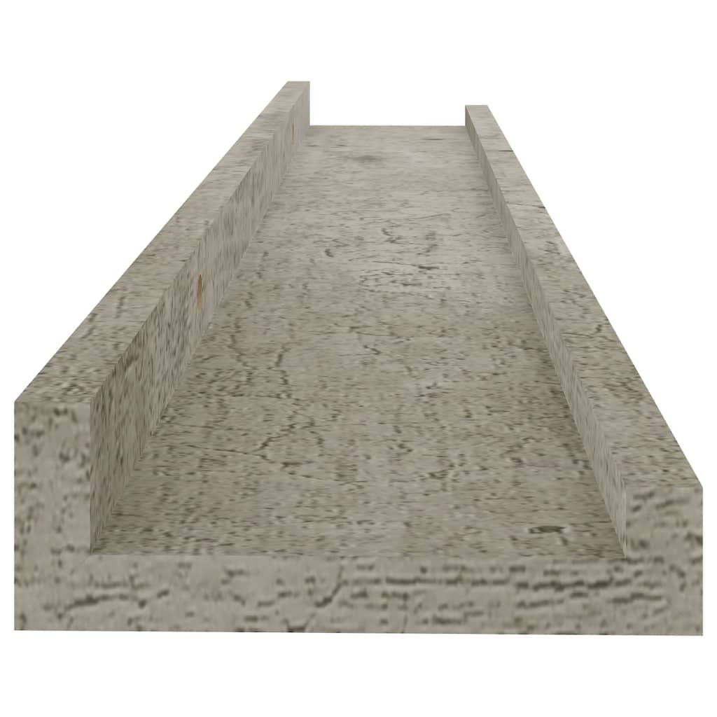 2 Pack Floating Wall Shelves - Modern Concrete Gray Bathroom & Bedroom Storage (23.6