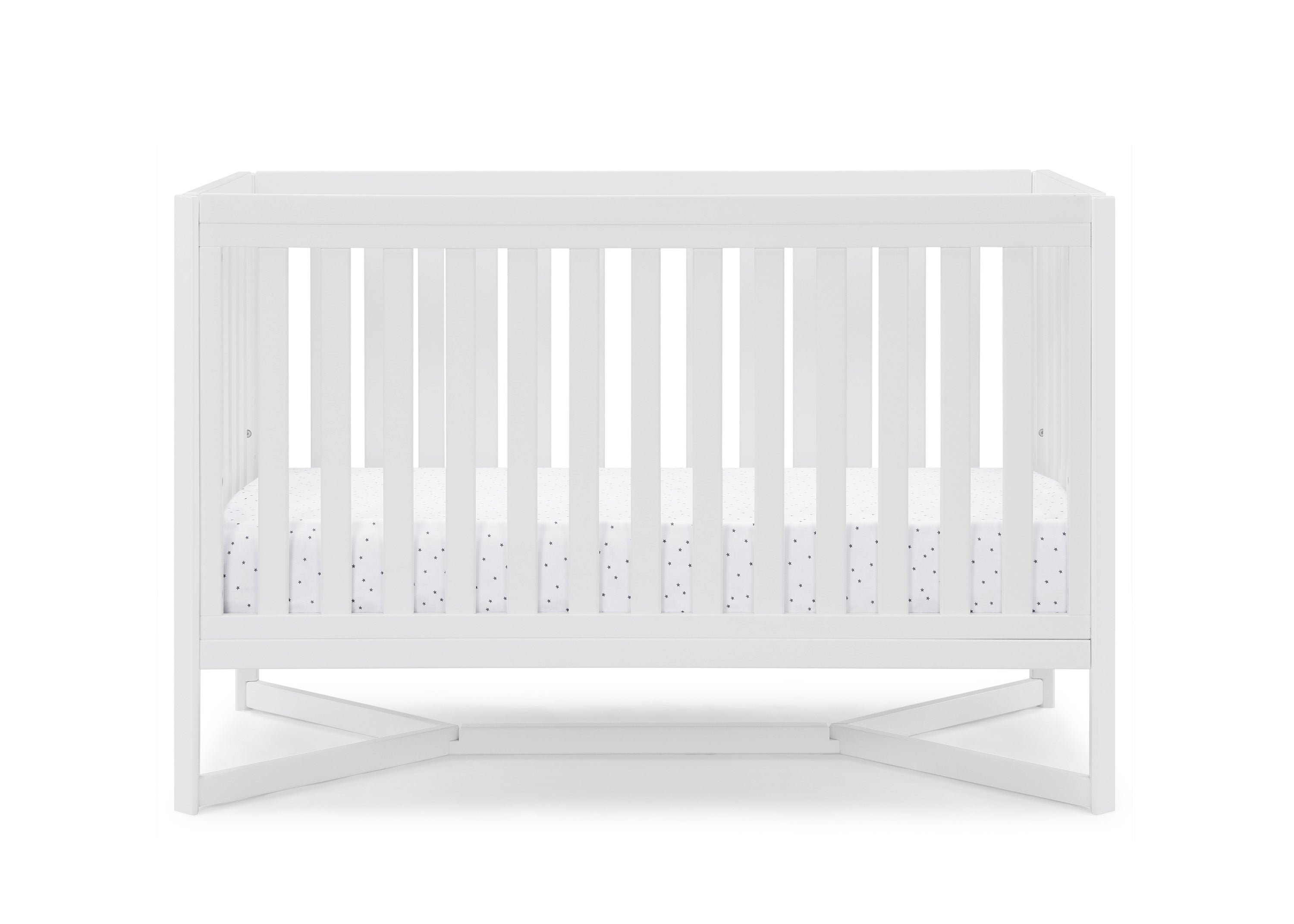 Tribeca 4-in-1 Convertible Baby Crib - White Nursery Furniture for Newborn to Toddler Bed - Perfect for Modern Nursery Rooms & Daycare Centers
