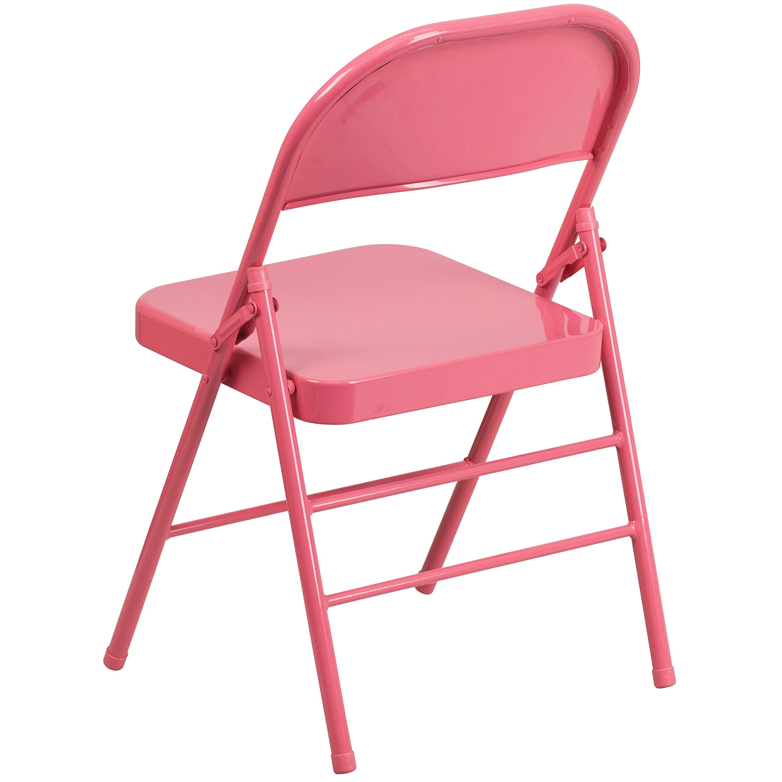 Flash Furniture 2-Pack HERCULES COLORBURST Series Bubblegum Pink Metal Folding Chairs - Heavy Duty Triple Braced & Double Hinged for Indoor/Outdoor Events, Parties, Weddings & Camping