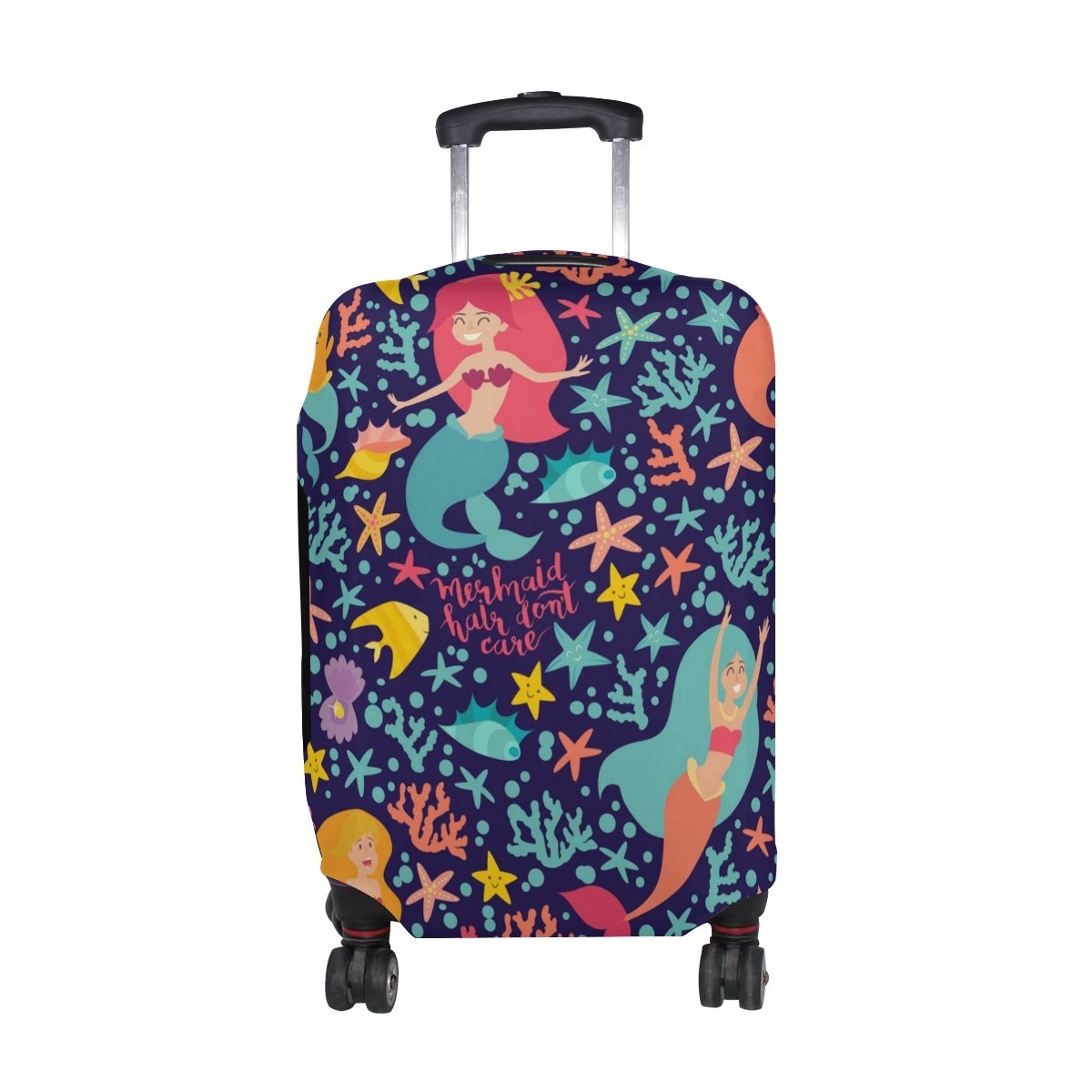 **U LIFE Cute Cartoon Mermaid Luggage Cover - Waterproof Suitcase Protector for Kids, Men & Women - Perfect for Travel, Vacation & Airplane Trips**