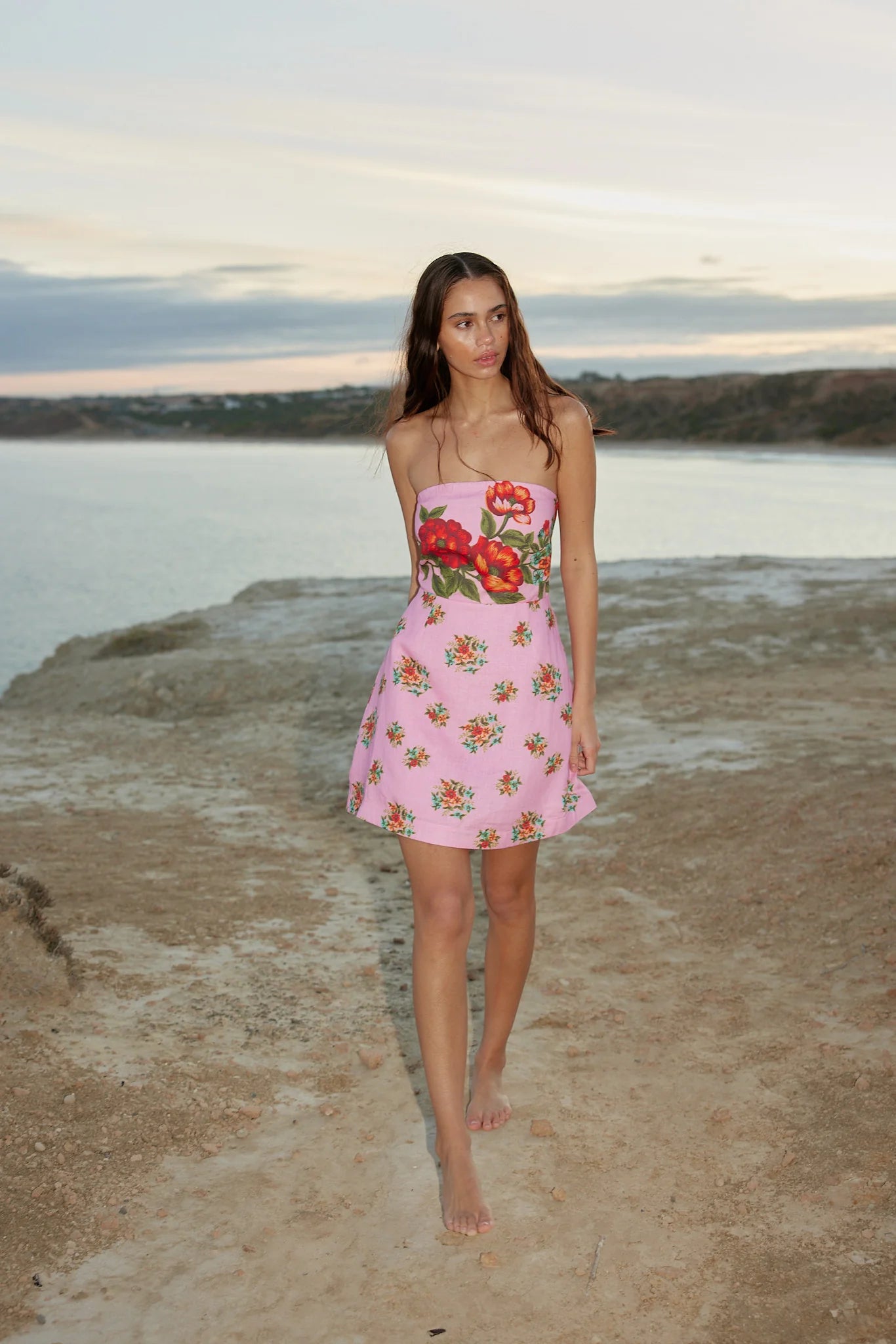 Beatrix Dress in Salmon Bouquet - Elegant Floral Summer Dress for Women | Perfect for Weddings, Parties & Casual Outings