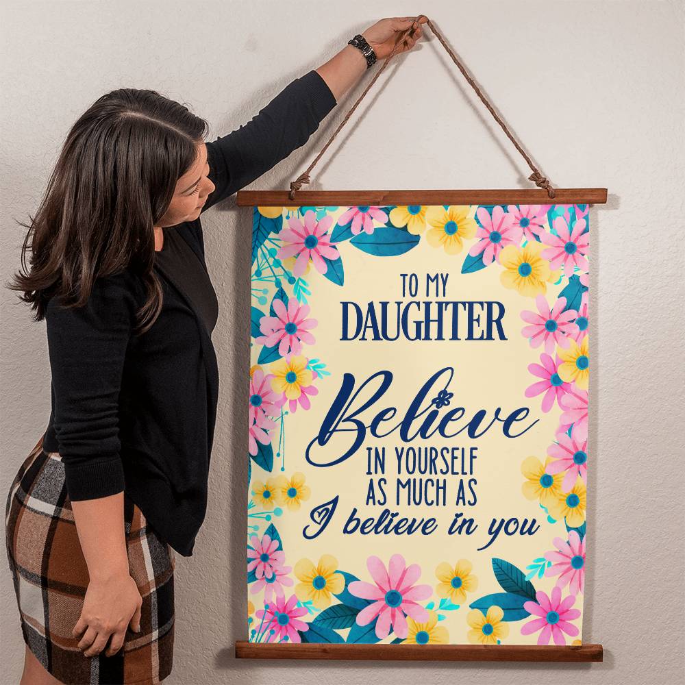 To My Daughter Gifts from Mom - Inspirational Wall Tapestry with 'Believe in Yourself' Quote - Perfect for Bedroom Decor, Dorm Room, or Special Occasion Present