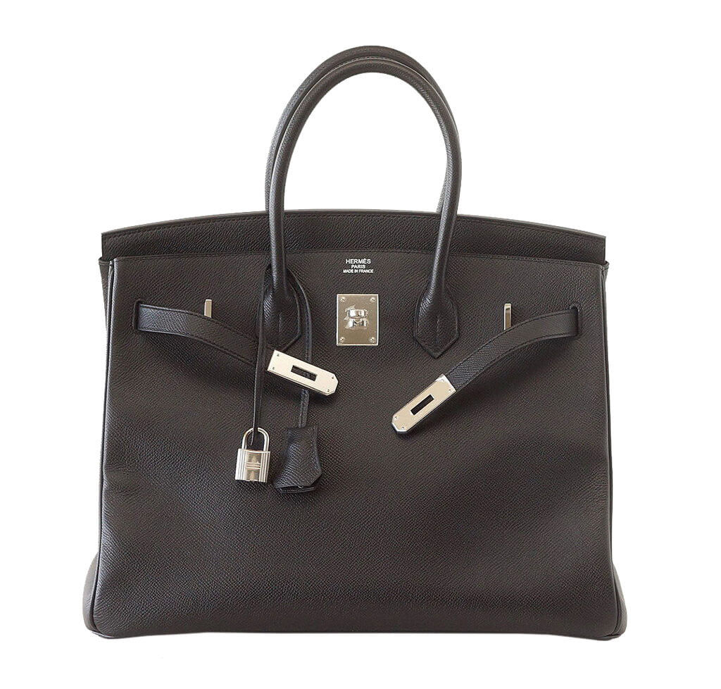 Authentic Hermès Birkin 35cm Black Epsom Leather Handbag with Palladium Hardware - Luxury Tote Bag for Women, Perfect for Work, Travel & Special Occasions