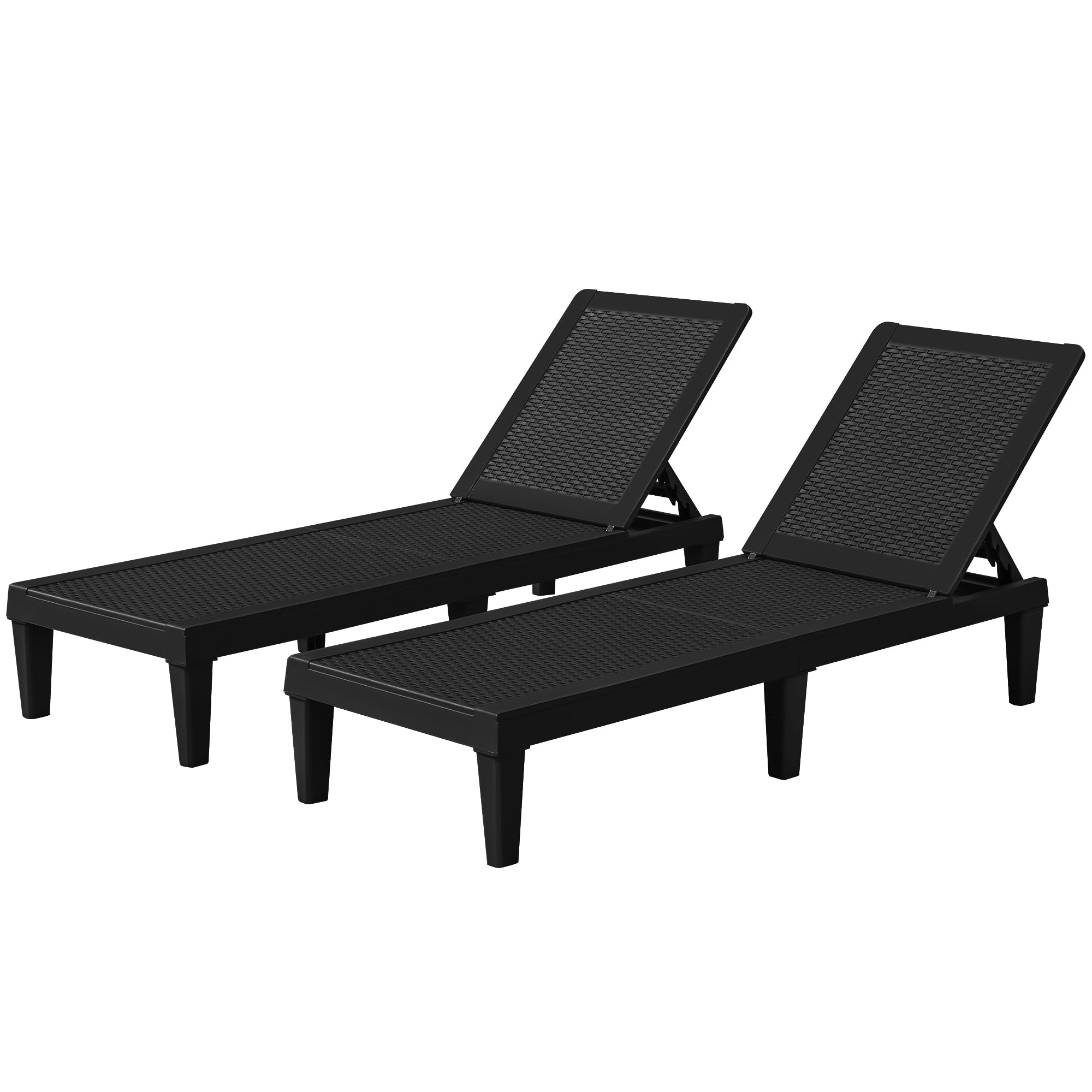 Flamaker Outdoor Lounge Chairs - Waterproof PE Wicker Chaise Lounge with 5-Position Adjustable Backrest, Easy Assembly Patio Furniture for Poolside, Deck, Garden, Beach & Backyard (Black) - Perfect for Sunbathing, Relaxing and Outdoor Lounging