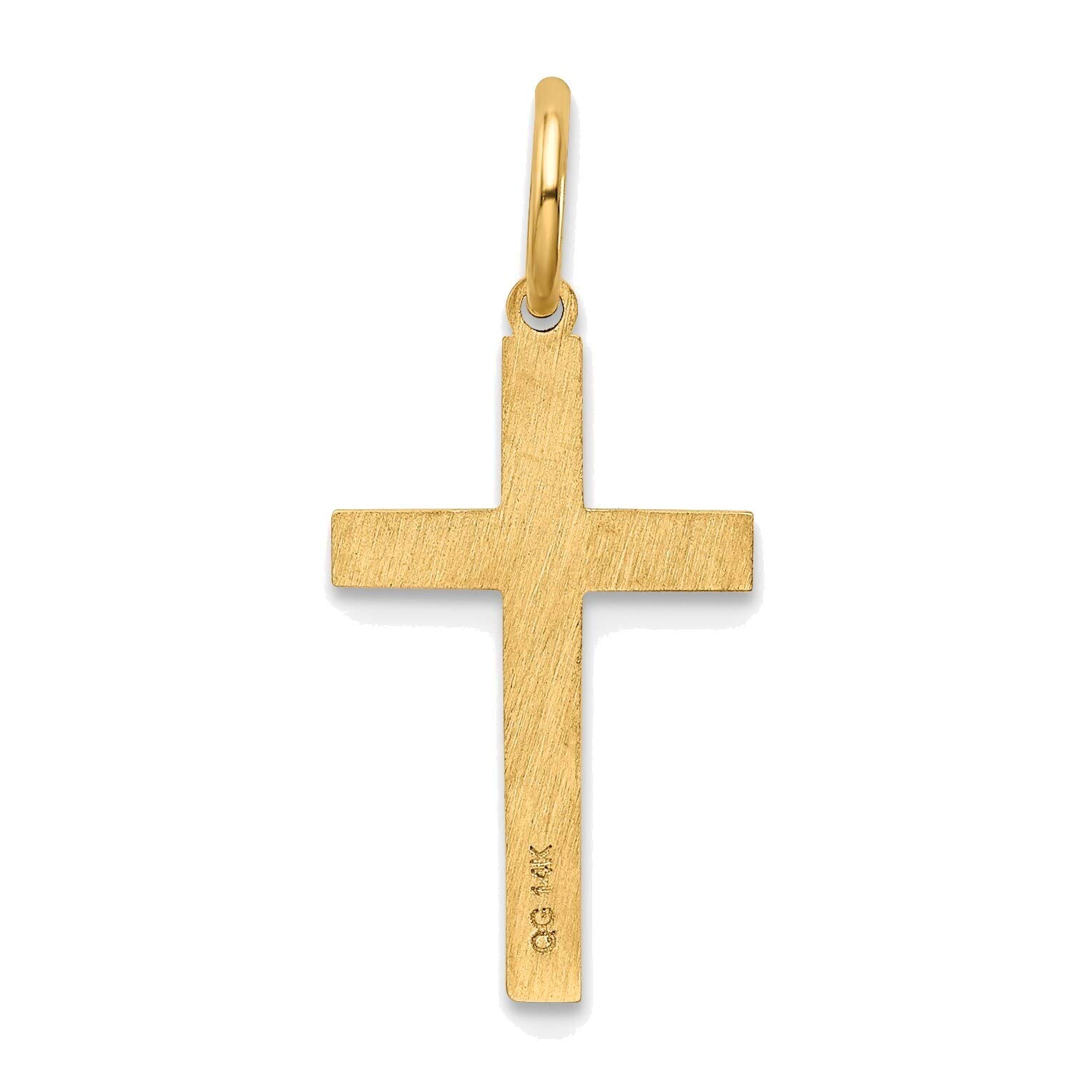 14K Yellow Gold Laser-Designed Cross Charm Pendant - Bonyak Jewelry for Women, Gift for Baptism, First Communion & Religious Occasions