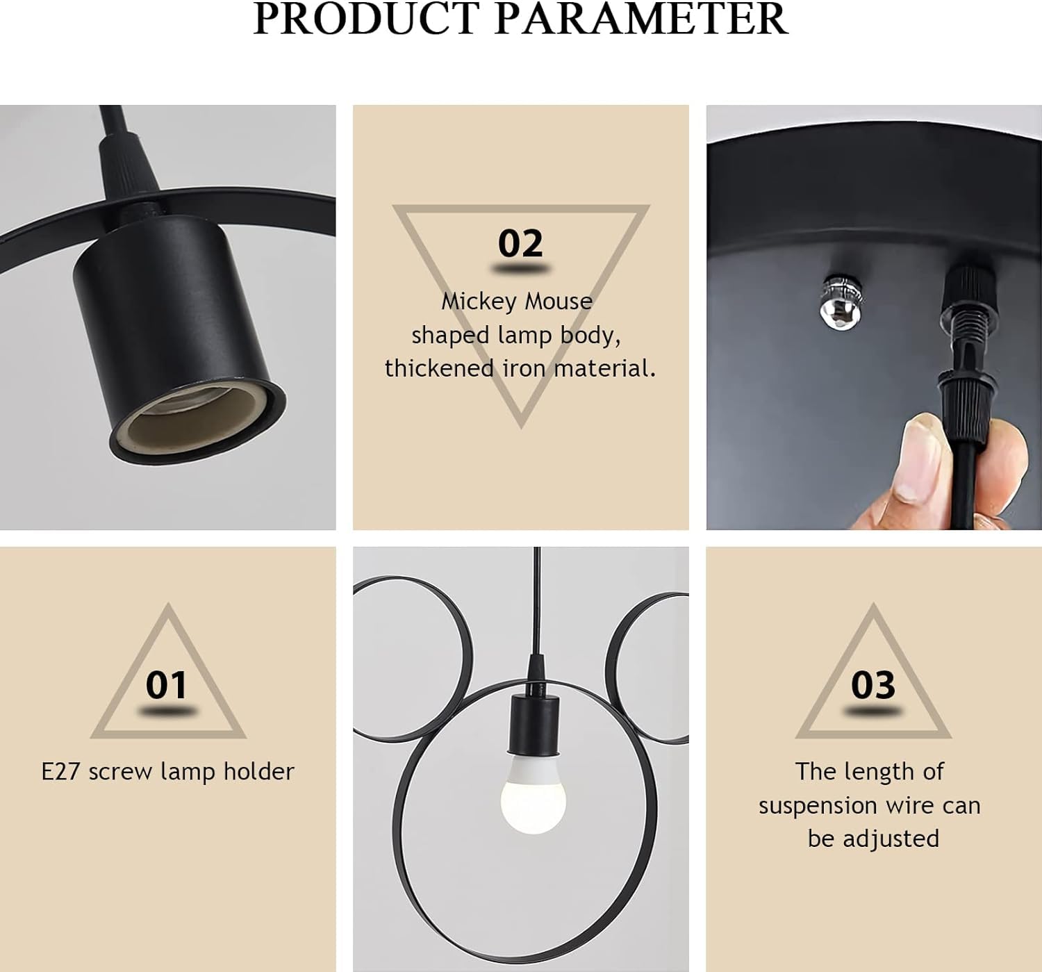 Cartoon Mouse Pendant Light - Cute Iron Chandelier for Kids Bedroom & Kitchen Island Decor
