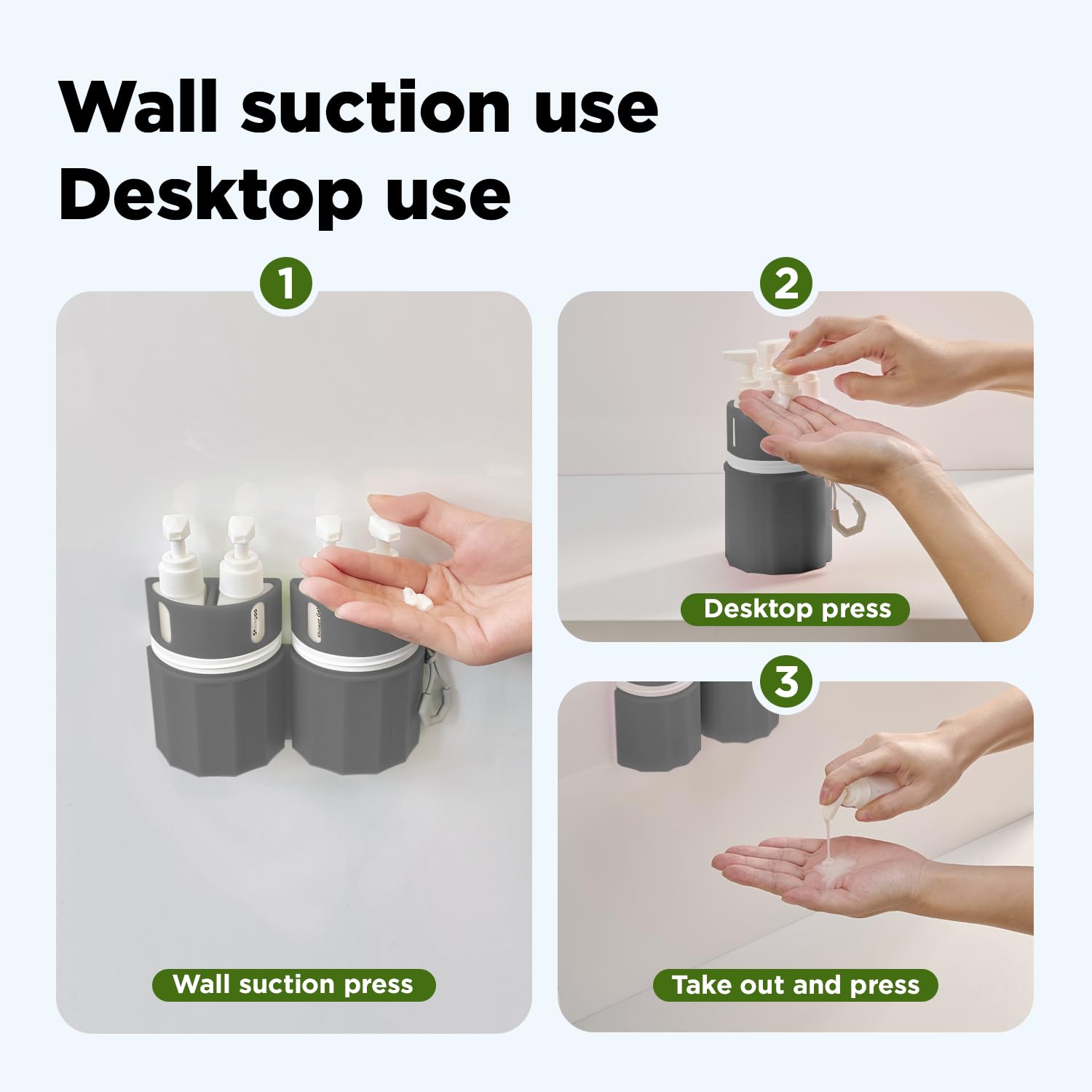 YOTIME 4-in-1 TSA Approved Leak Proof Travel Bottles Set - Reusable Silicone Toiletry Containers for Shampoo, Conditioner & Body Wash - Perfect for Air Travel, Gym & Vacation (Gray)
