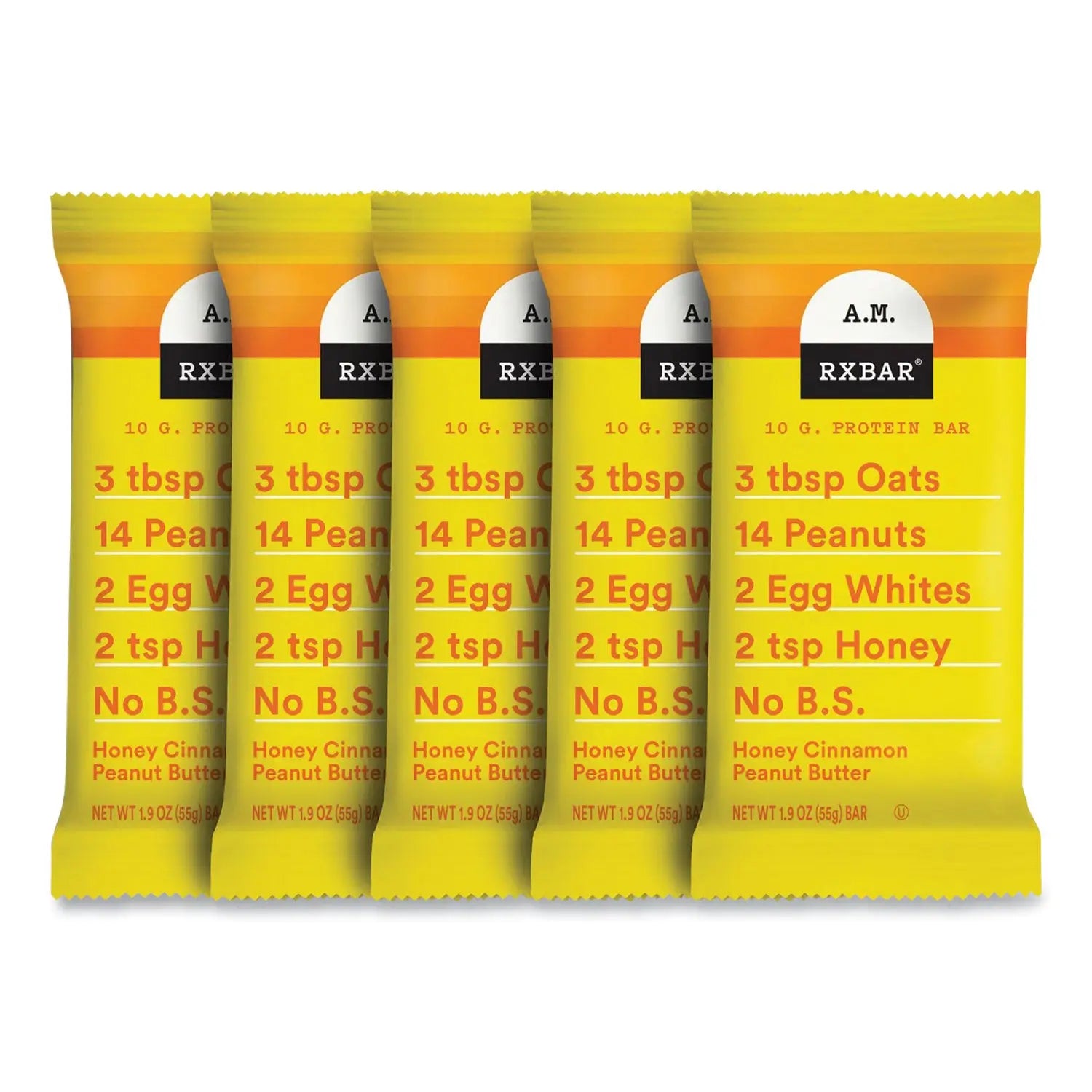 RXBAR® Adult Protein Bars - Honey Cinnamon Peanut Butter Flavor, 1.9oz (5 Bars/Pack, 2 Packs) | Gluten Free, No Added Sugar | Perfect for Gym, Hiking & Healthy Snacking