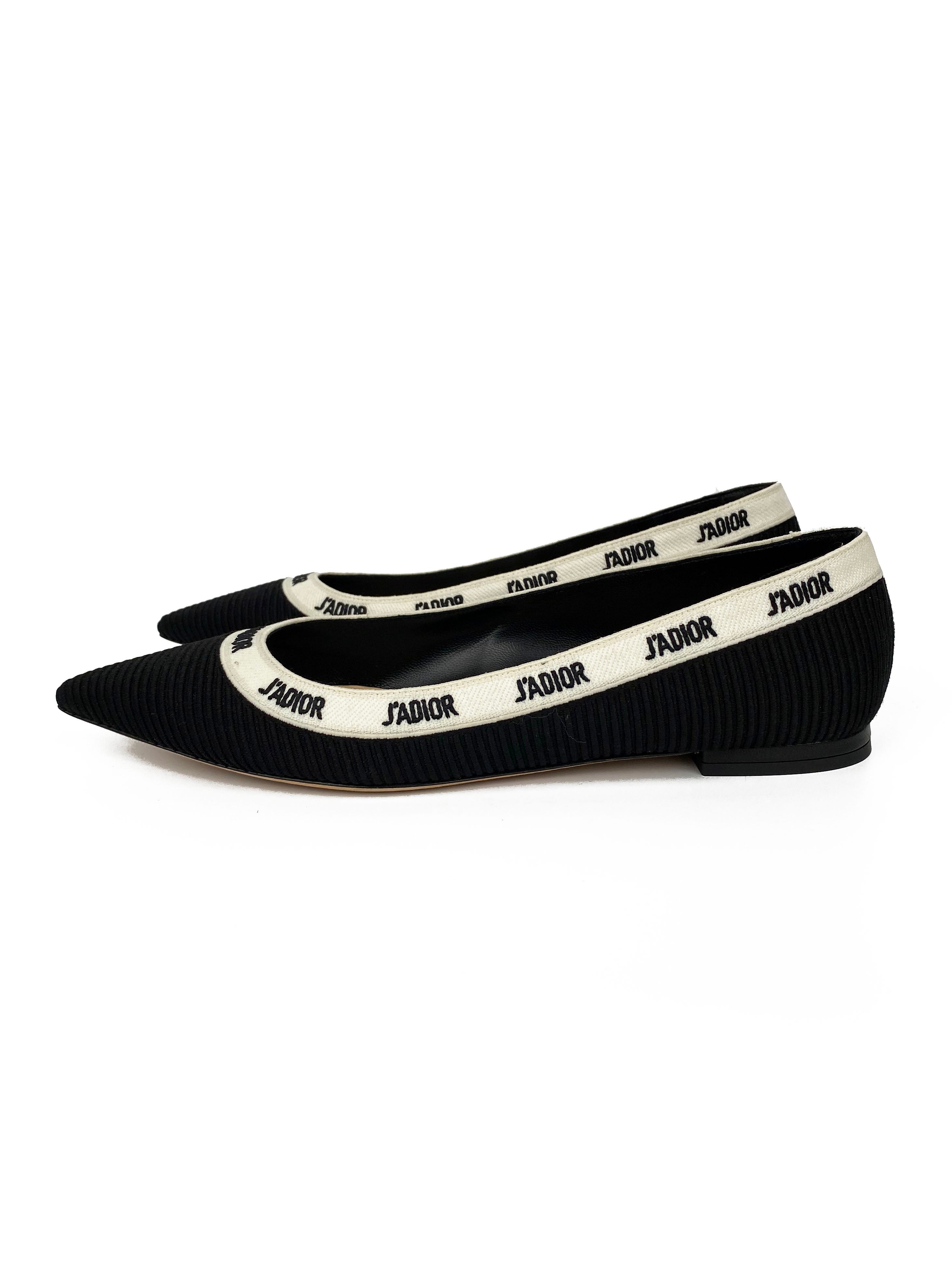 Dior Black J'adior Ballet Flats Women's Size 40 - Elegant Pointed Toe Flat Shoes for Women | Perfect for Office, Party & Casual Wear