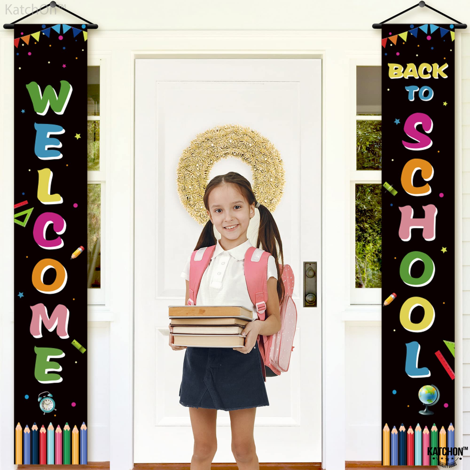 KatchOn Extra Large Welcome Back to School Banner - 72x12 Inch, First Day of School Decorations for Classroom Doors & Walls | Perfect for School Decor, Teacher Welcome Signs, Back to School Parties & Photo Backdrops