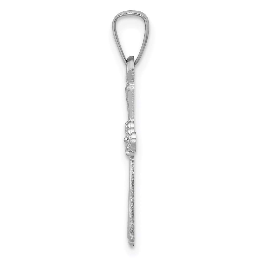 14K White Gold Polished Flower Cross Charm Pendant - 23mm x 10mm - Elegant Jewelry for Women - Perfect for Gifts, Weddings & Everyday Wear