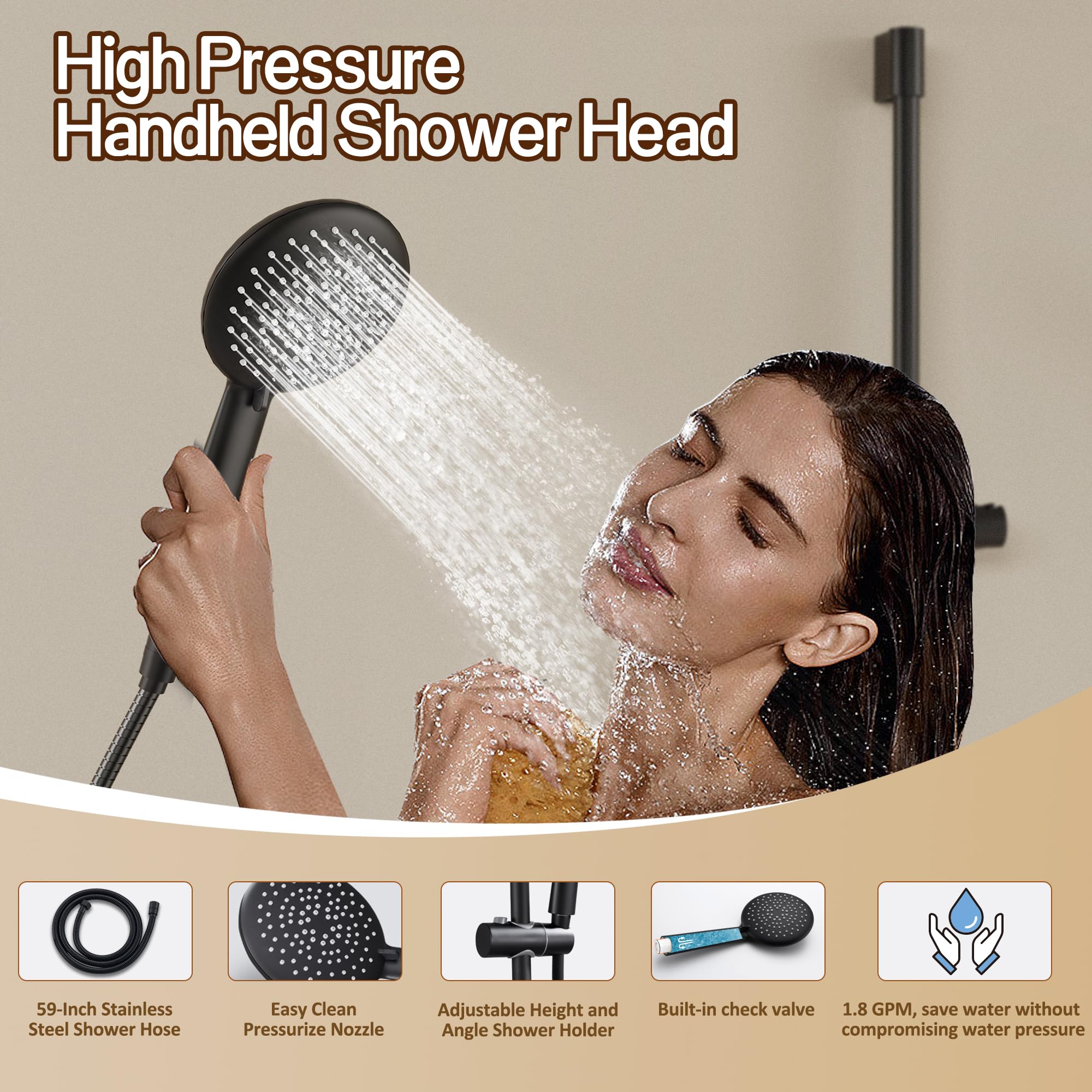 Gabrylly Matte Black Shower System - 8