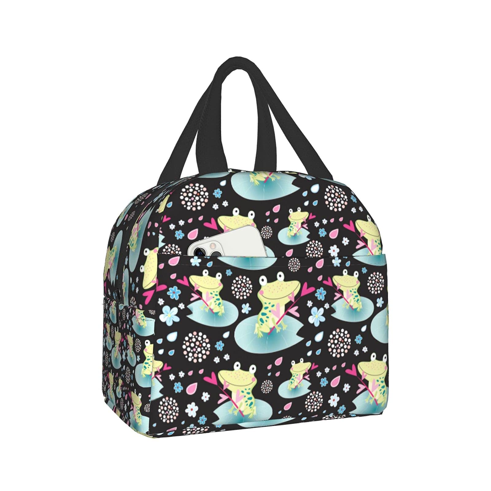 Insulated Lunch Bag for Women - Cute Frog Design Thermal Cooler Tote for Picnic, Beach, Boating, Fishing & Work | Reusable Meal Bag for Office & Outdoor Activities