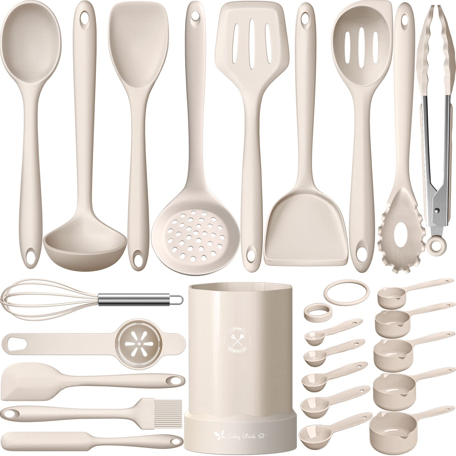 Fungun 25-Piece Silicone Kitchen Utensil Set - Heat Resistant Spatula, Spoon, Turner & Tongs for Nonstick Cookware | BPA Free & Dishwasher Safe | Perfect for Baking, Cooking & Everyday Kitchen Use