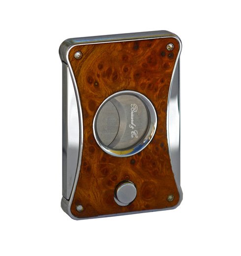 Premium Brizard & Co Elite Series 2 Carpathian Burlwood Cigar Cutter - Luxury Stainless Steel Guillotine Cutter for Cigars - Perfect for Humidors, Cigar Lounges & Gifts for Aficionados