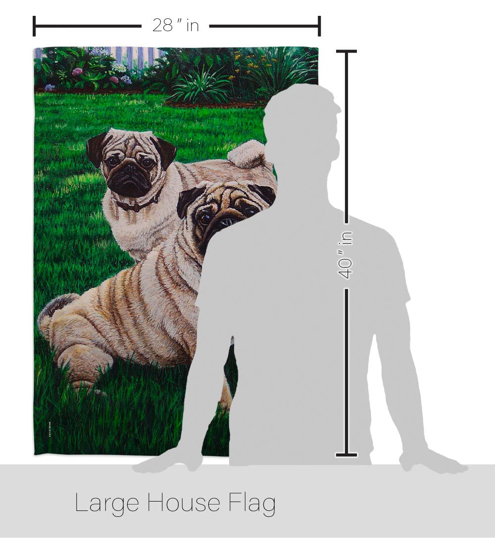 Pugs Love Nature House Flag Set 28x40 - Outdoor Pet Decor for Gardens