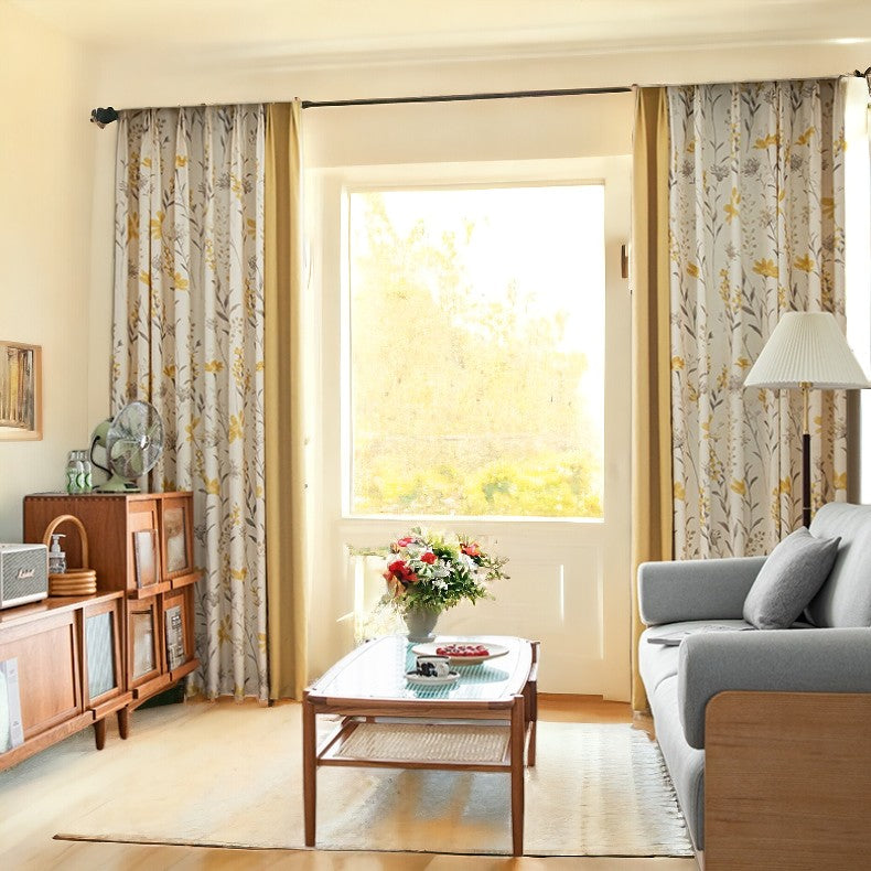 Zola Rustic Color Block Chenille Light Filtering Custom Curtains for Living Room & Bedroom - Soft Window Treatment with Modern Design