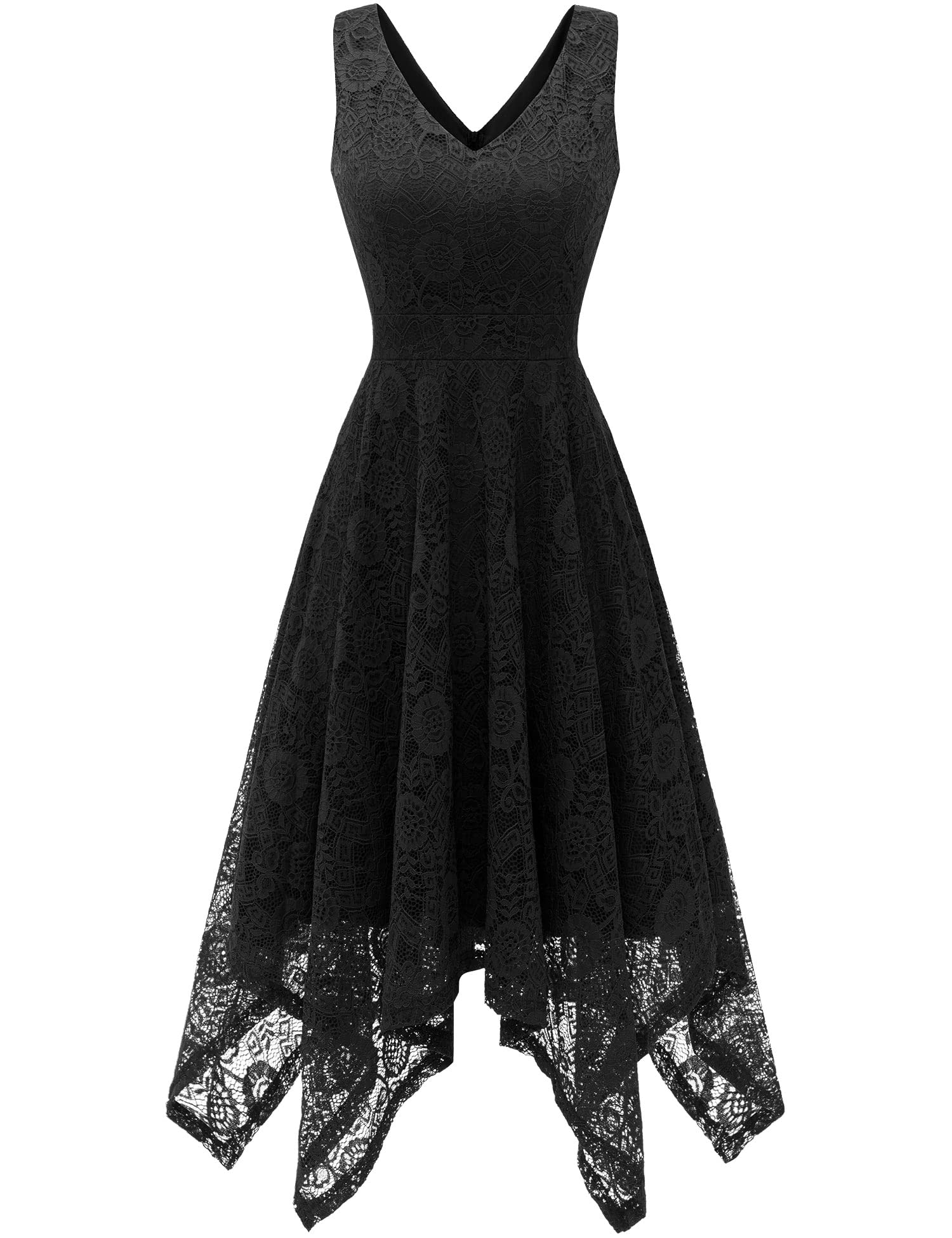 Vintage Floral Lace Cocktail Party Dress for Women - Elegant Handkerchief Hem Asymmetrical Formal Gown | Perfect for Wedding Guest, Evening Events & Special Occasions