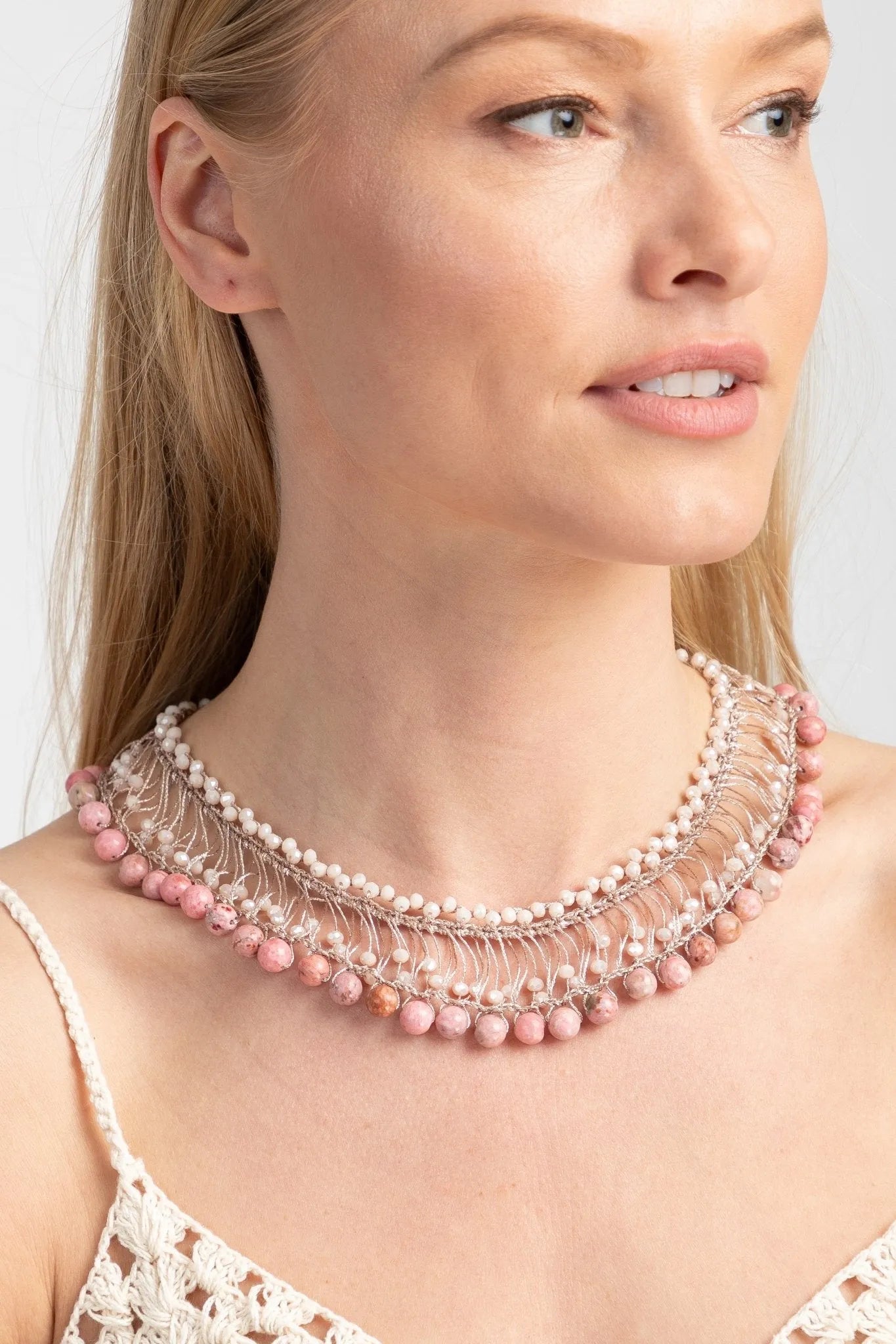 Elegant Madame Glass Beaded Collar Chain Necklace for Women - Perfect for Evening Parties, Weddings & Special Occasions