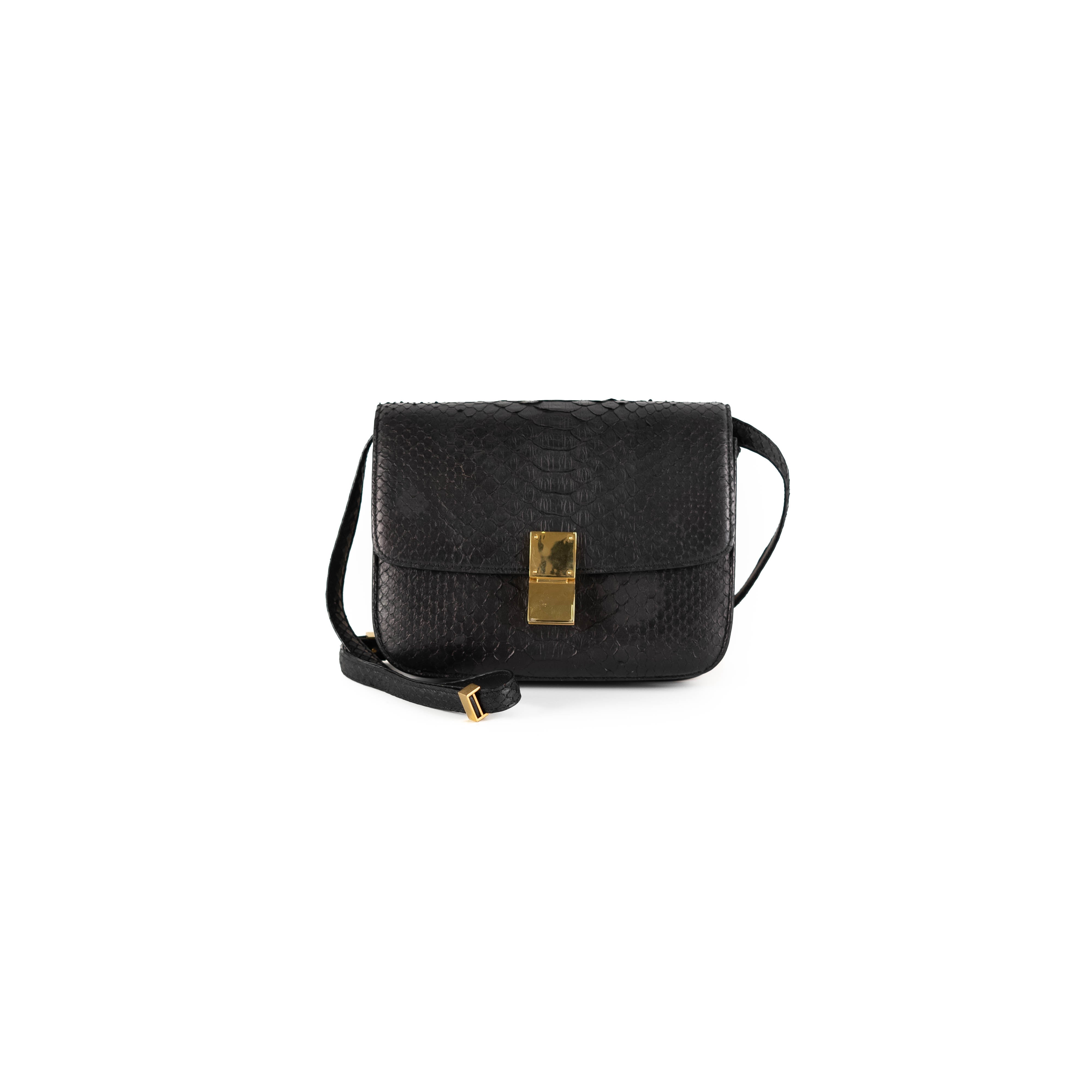 Celine Box Python Leather Bag in Black - Luxury Designer Handbag for Women, Perfect for Work, Evening Events & Everyday Use