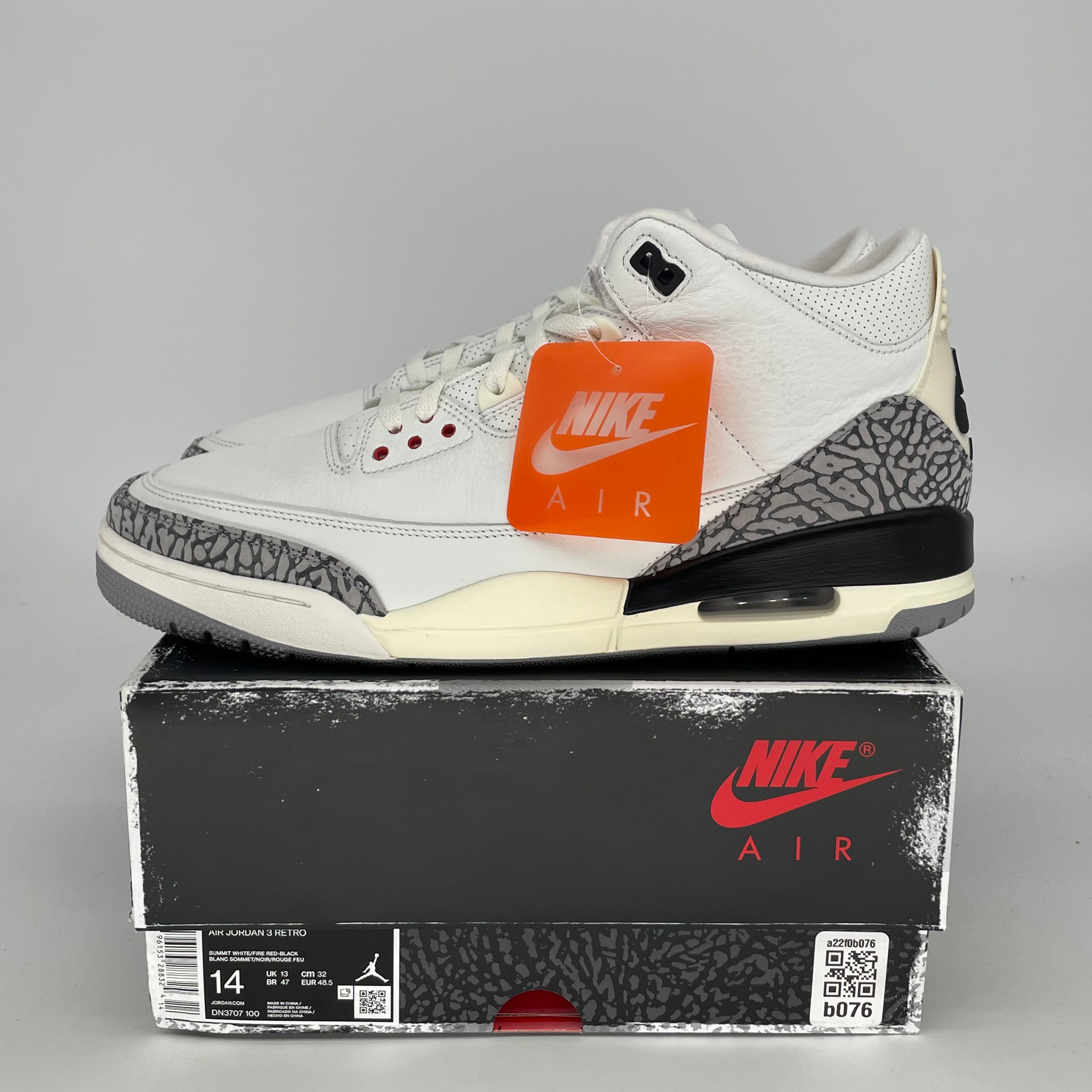 Original Air Jordan 3 Retro 'White Cement Reimagined' Men's Basketball Shoes Size 14 (DN3707-100) - Authentic Sneakers for Collectors & Streetwear Fashion