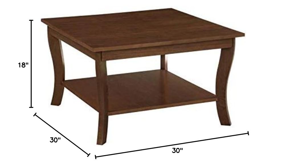 Pemberly Row Square Coffee Table - Espresso Wood Finish - Perfect for Living Room, Lounge & Office Decor