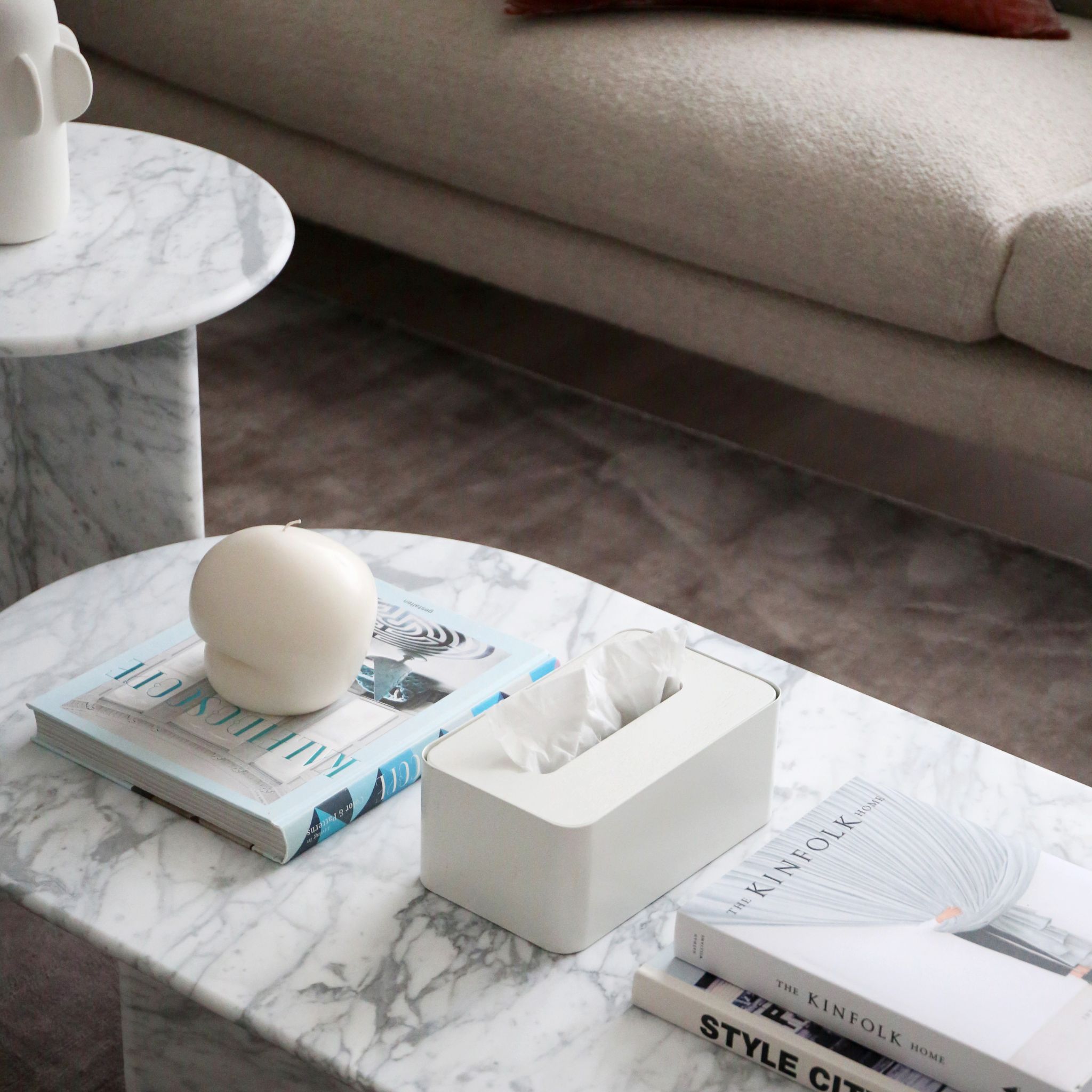DESIGNSTUFF White Tissue Box Holder - Elegant Home Decor for Living Room, Bedroom & Office