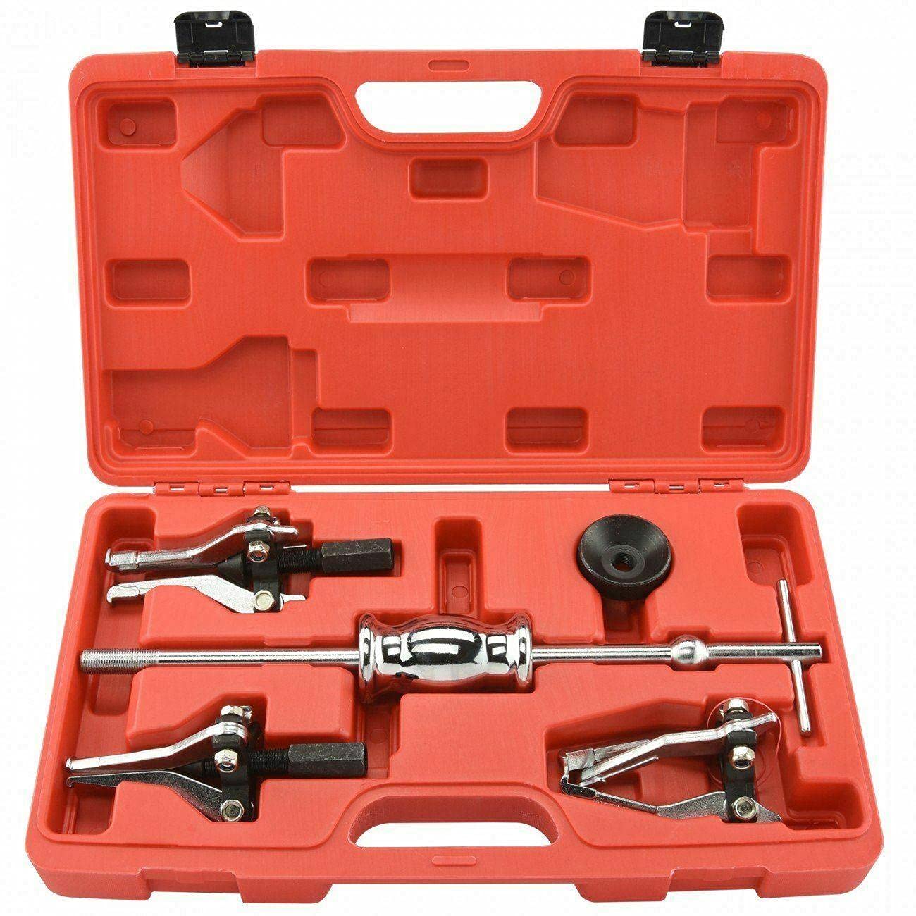 INTR Mechanic's Slide Hammer Puller Kit - Internal/External Bearing Puller Tool Set with Storage Box & Organizer | Professional Mechanic Tools for Auto Repair, Maintenance & DIY Projects | Adjustable Wrench & Multi-Tool Included