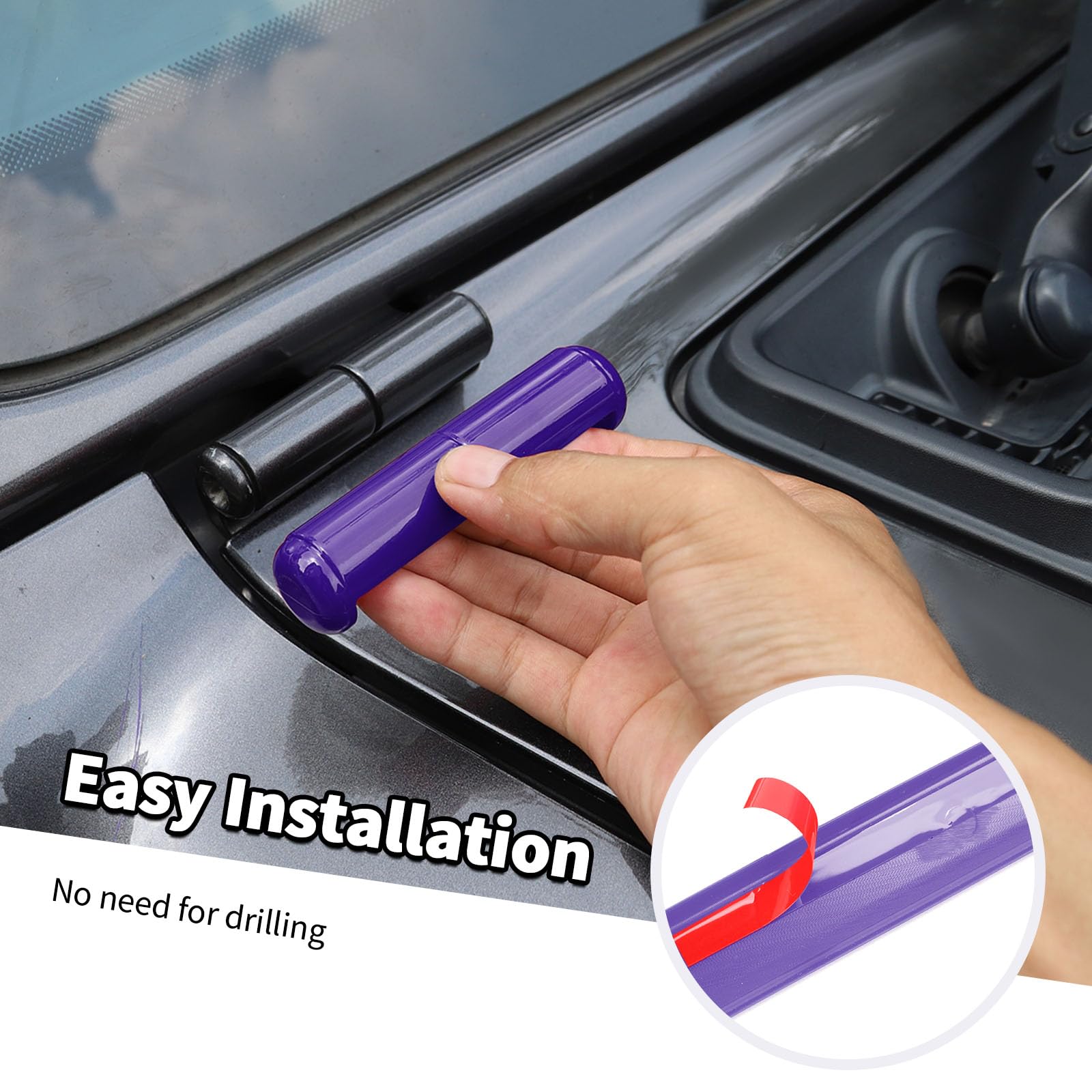 Jeep Wrangler JL JLU & Gladiator JT 2018-2024 Front Windshield Hinge Cover Trim - 1 Pair Purple Accessories for Off-Road Protection & Style Enhancement