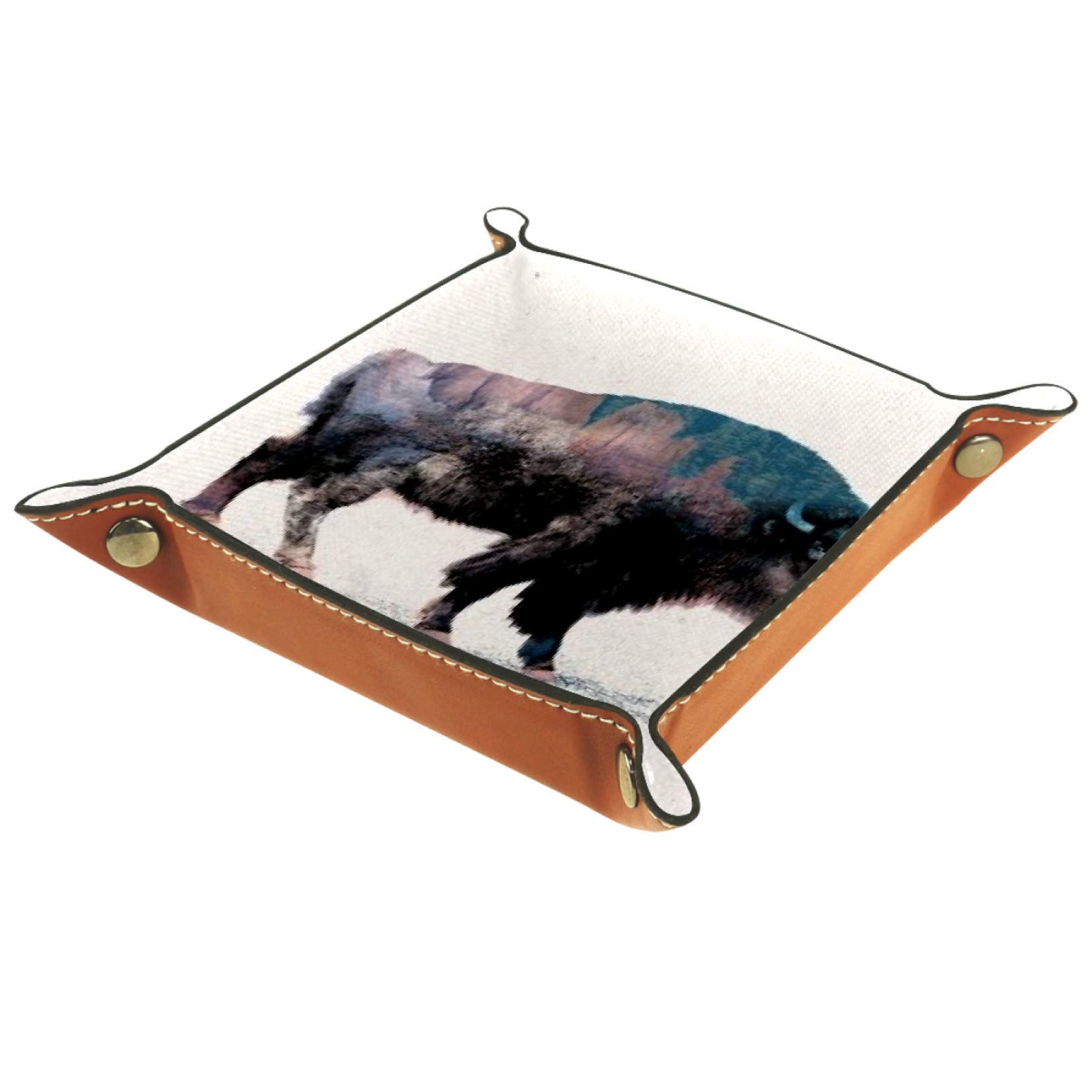 AISSO Yak Leather Valet Tray - Organize Wallets, Keys, Phones | Office & Home Use