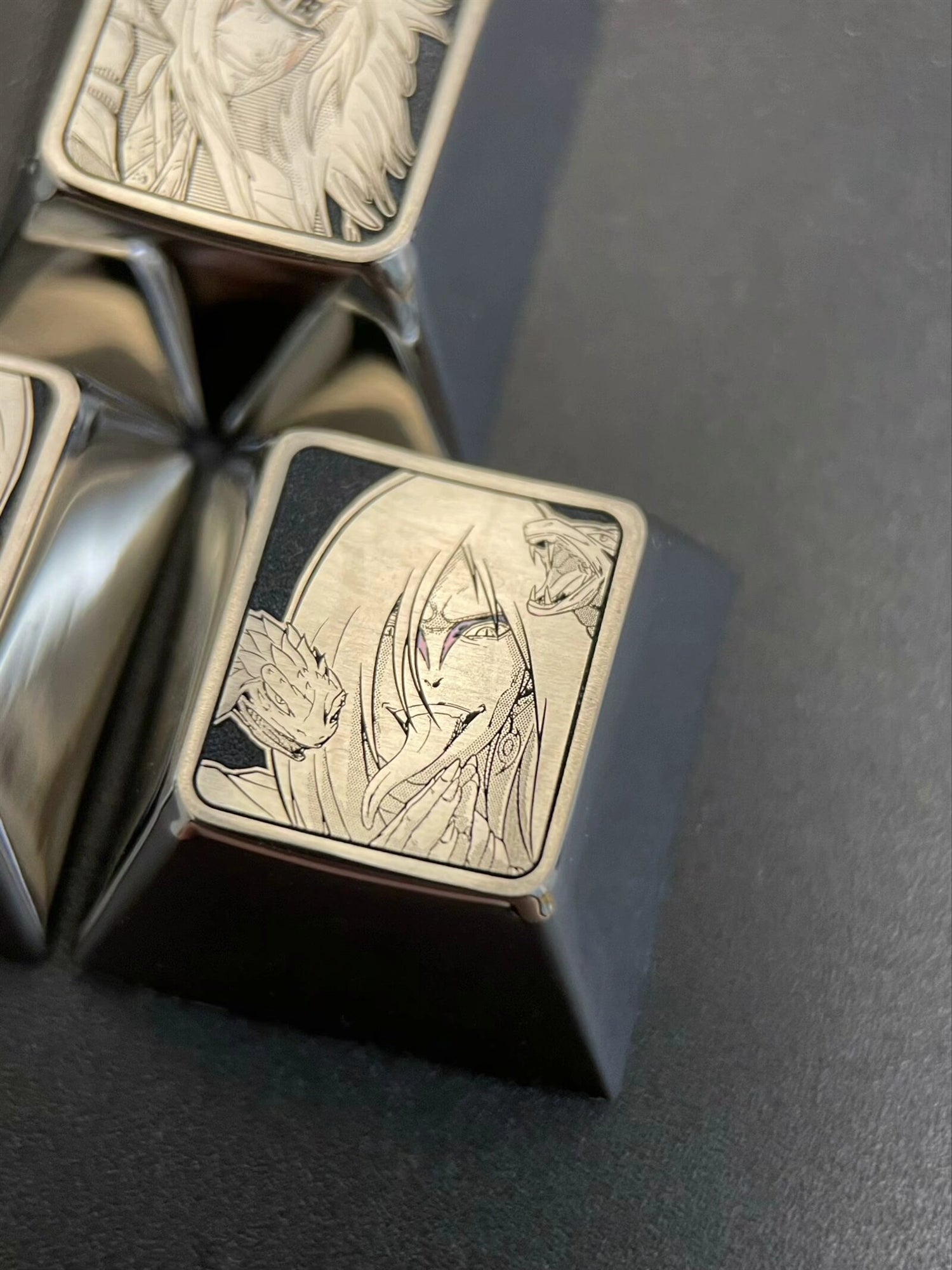 Naruto Sannin - Jiraiya, Tsunade, Orochimaru Exquisite Carved Titanium Alloy Keycaps for Mechanical Keyboards | Anime Gaming & Custom PC Setup