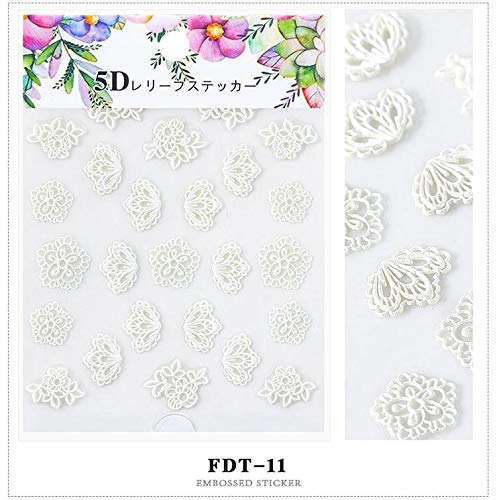 3D Flower Leaf Nail Stickers - Embossed Decals for Manicure & Acrylic Nails - Home Salon Use