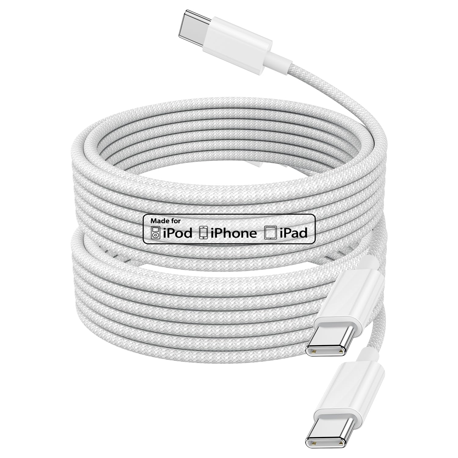 2-Pack 2M Braided USB C to USB C Cable for iPhone 15 - 60W PD Fast Charging Cable Compatible with iPhone 16/16 Pro/16 Pro Max, iPhone 15/15 Plus/15 Pro/15 Pro Max, iPad, MacBook - Perfect for Home, Office & Travel Charging